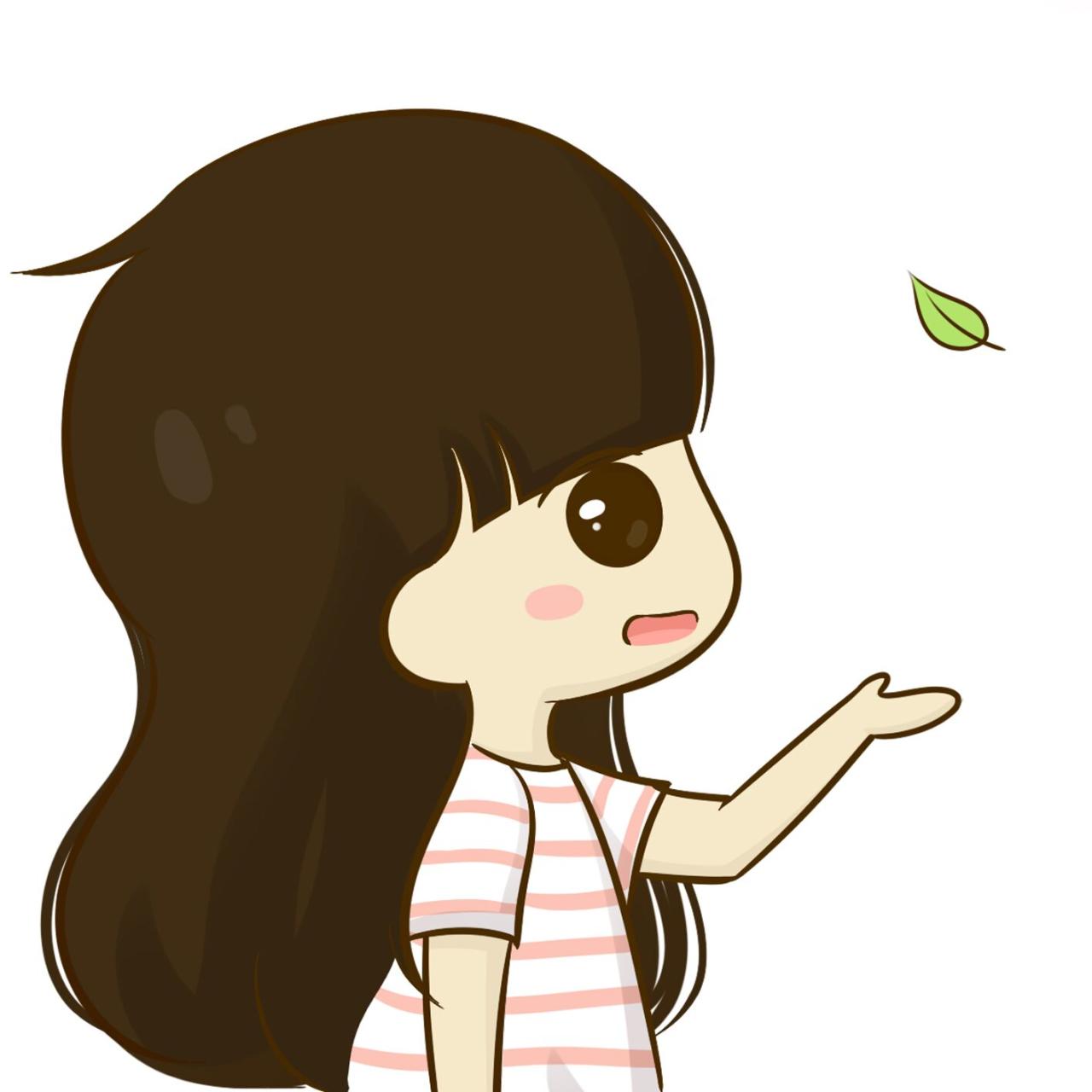 情侣头像女用：伸手接树叶的小希