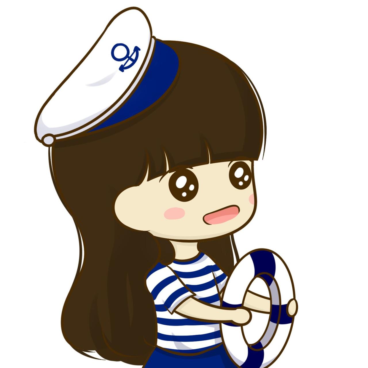 情侣头像女用：抱着救生圈穿着海军服的小希