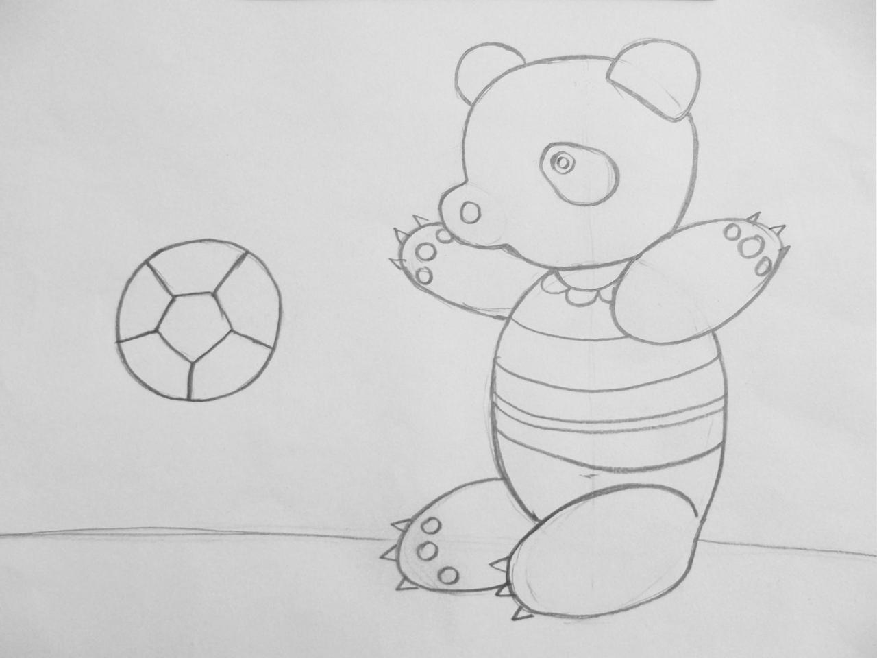 第三步，表现出小熊猫的结构特征及衣服上的花纹