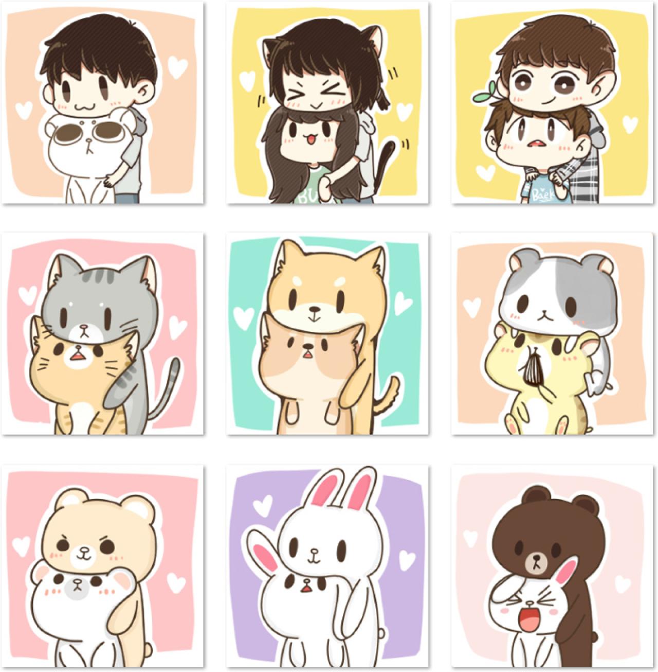 后面抱住下巴搭头的情侣头像 预览图