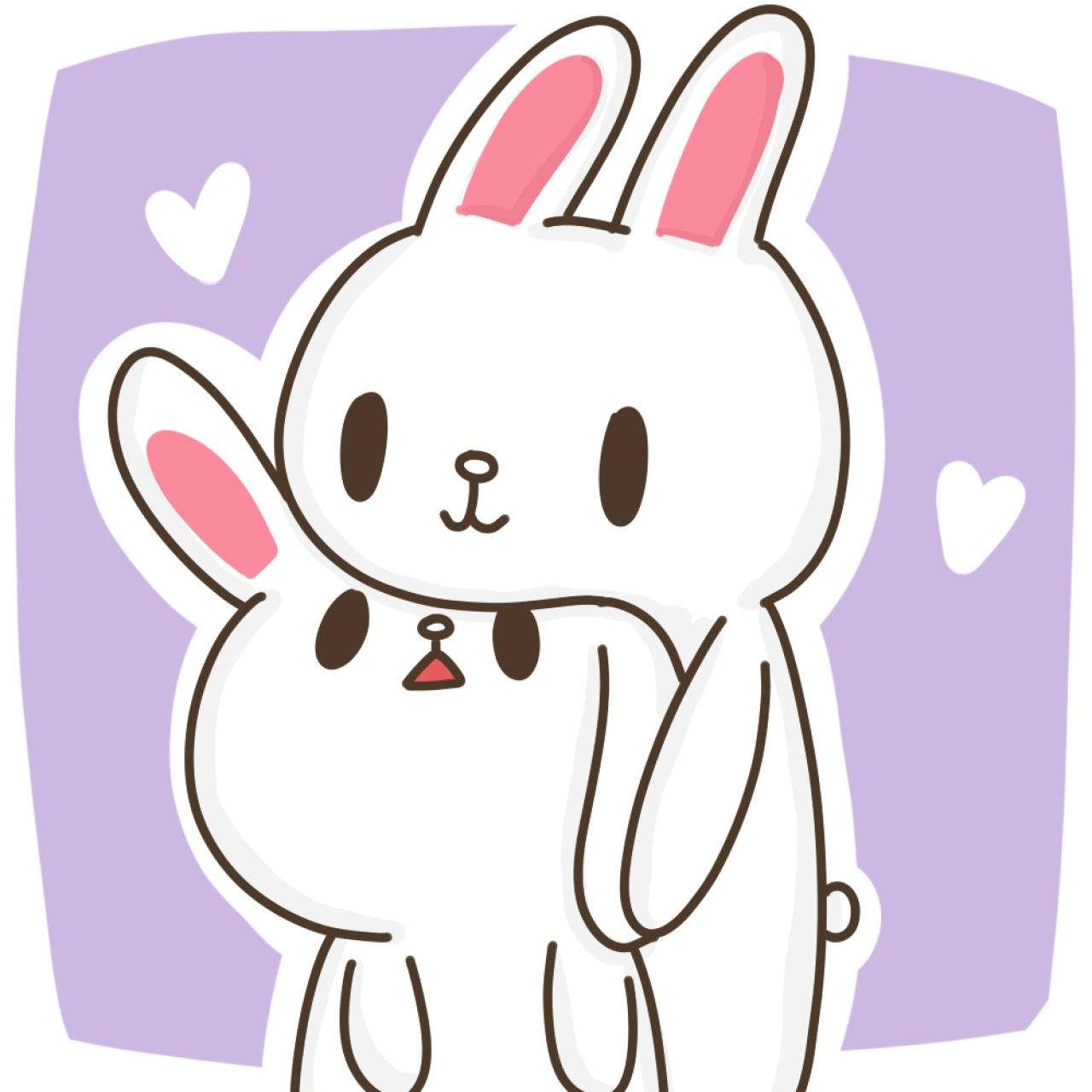 情侣头像：一只兔子从后面抱着另一只兔子，下巴搭在兔子头上的头像