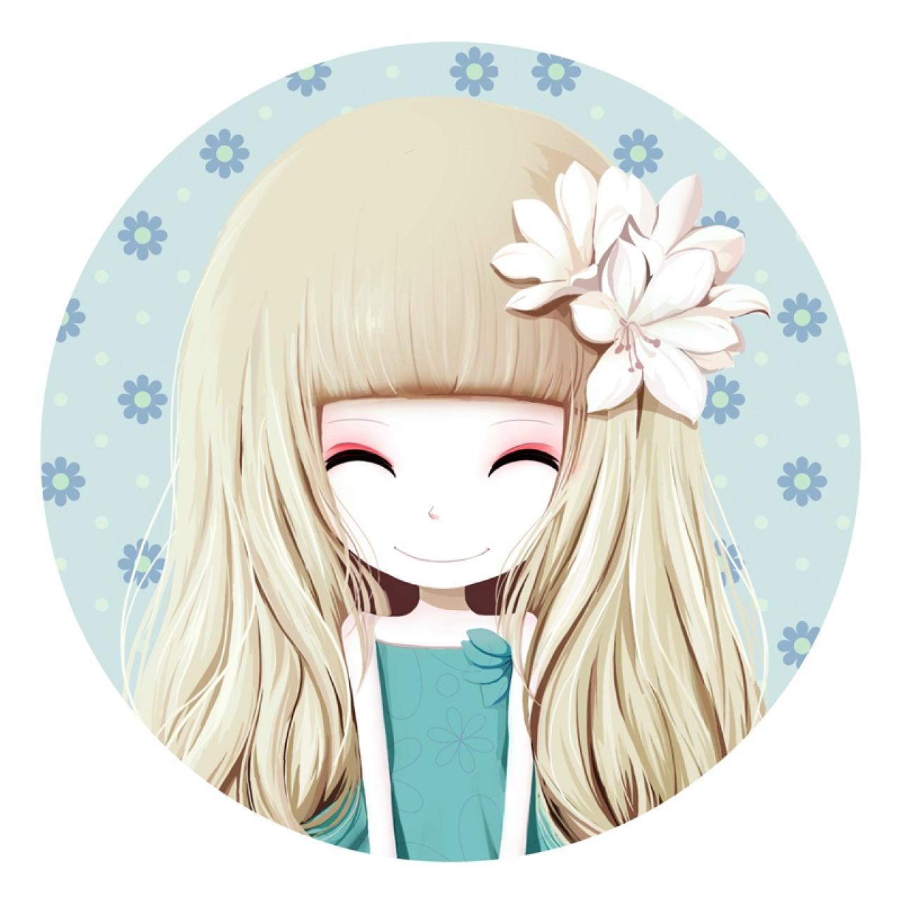 眯眼微笑的花花姑娘百合姑娘头像