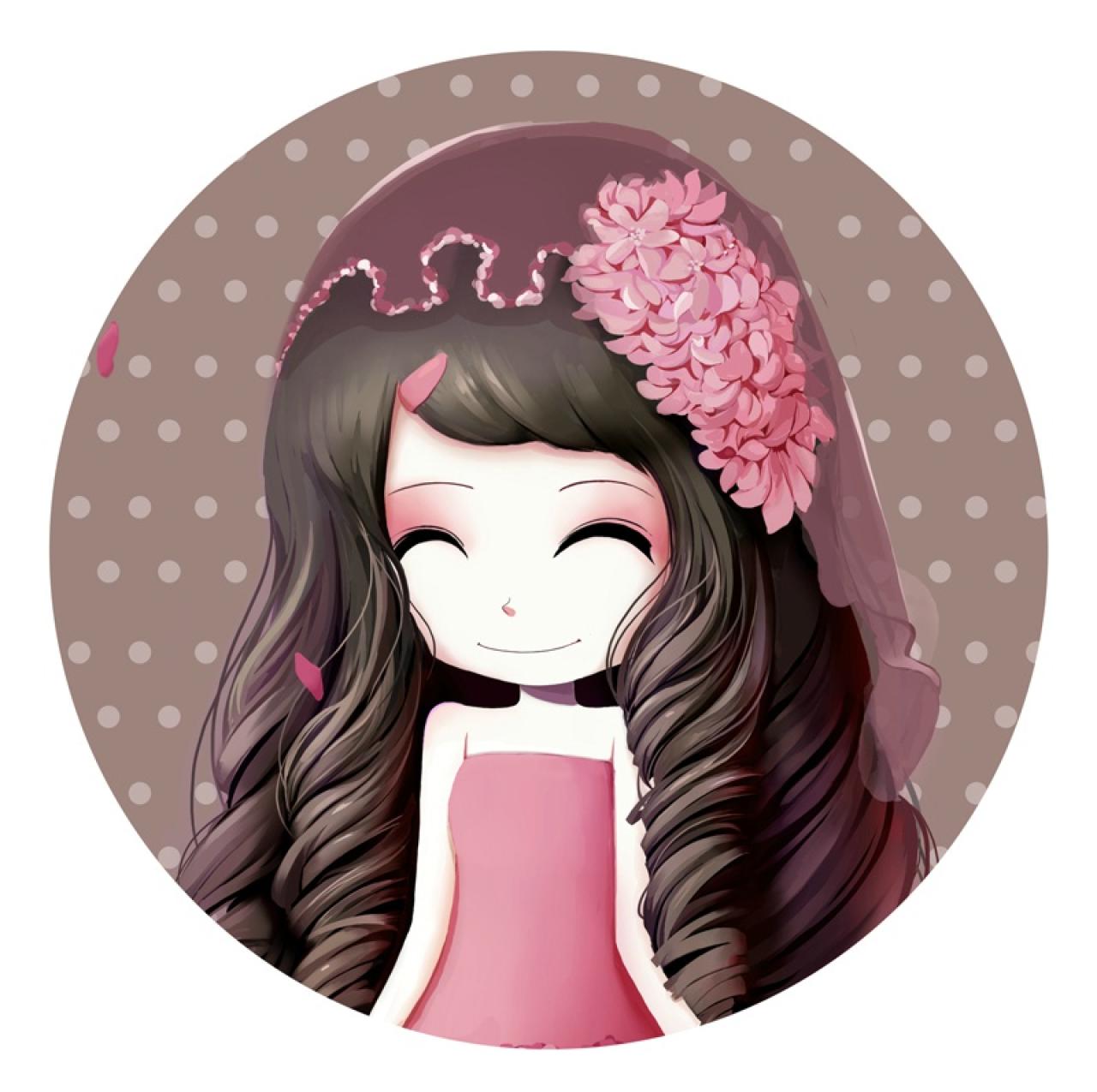 眯眼微笑的花花姑娘风信子姑娘头像