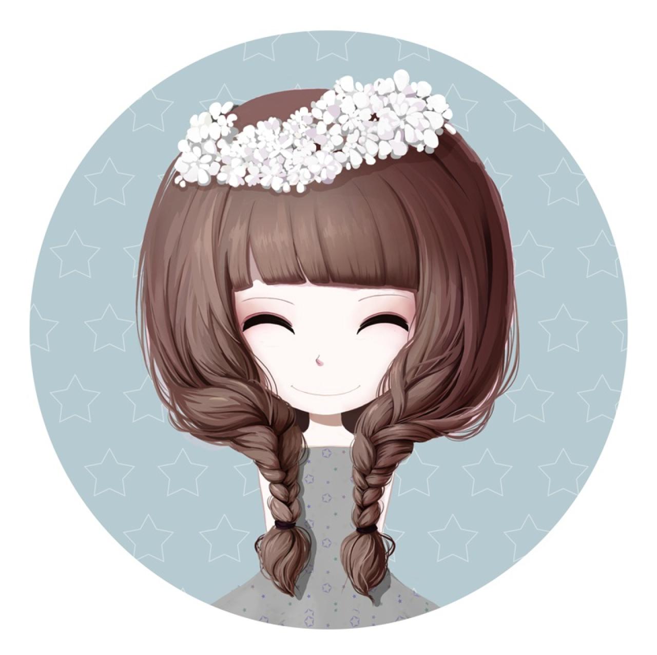 眯眼微笑的花花姑娘满天星姑娘头像