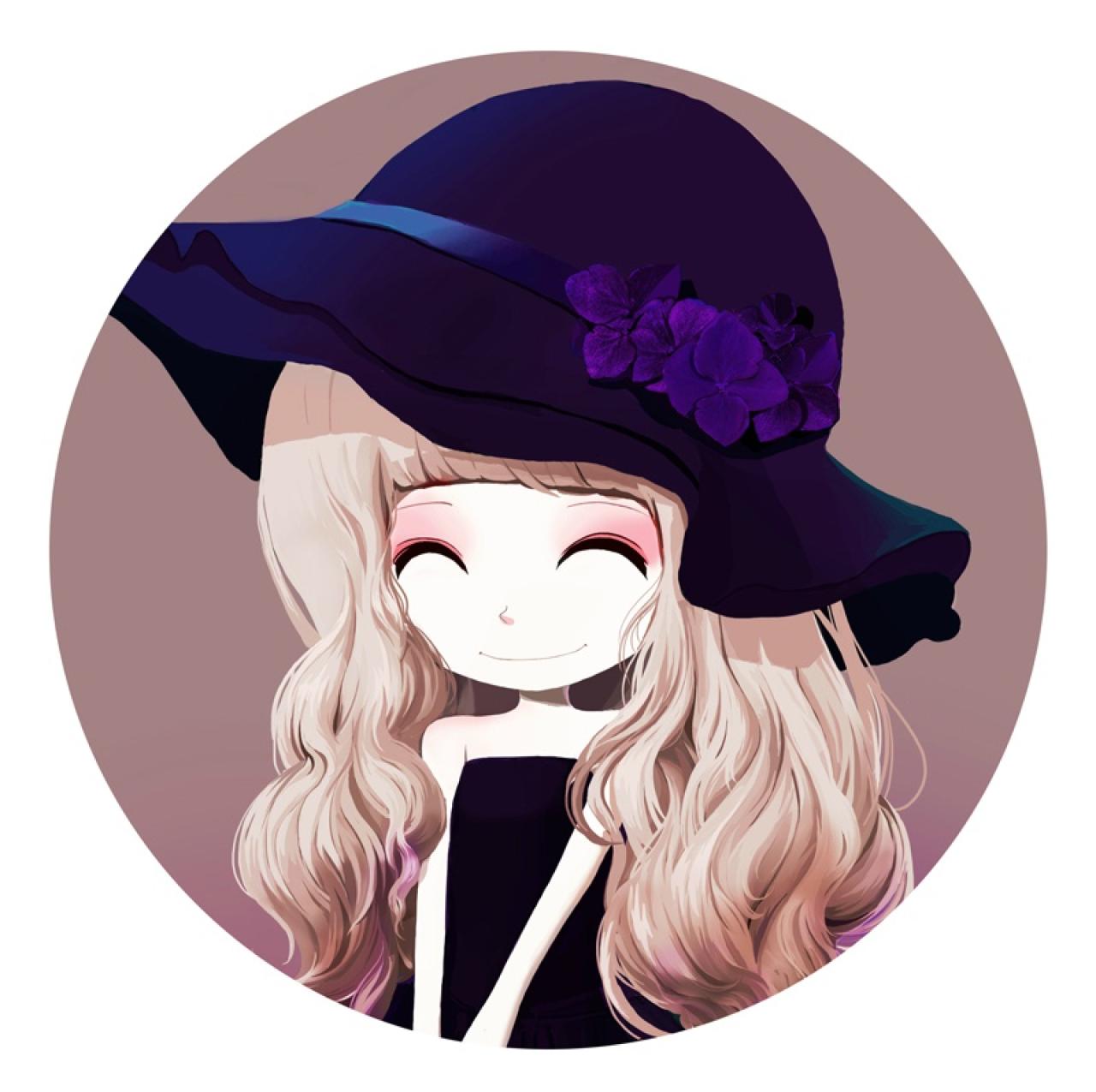 眯眼微笑的花花姑娘紫罗兰姑娘头像