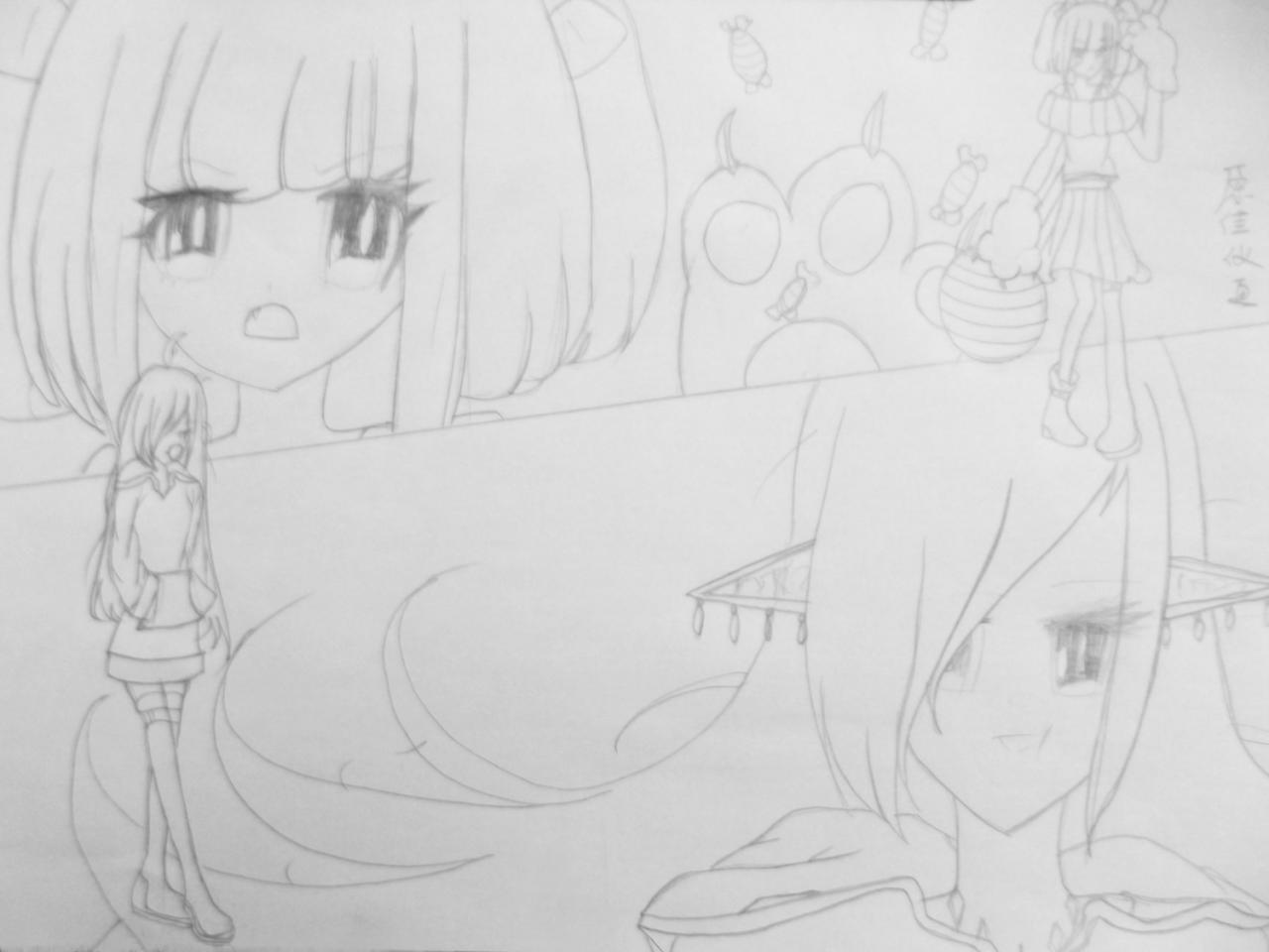 女孩 线稿 原佳仪画