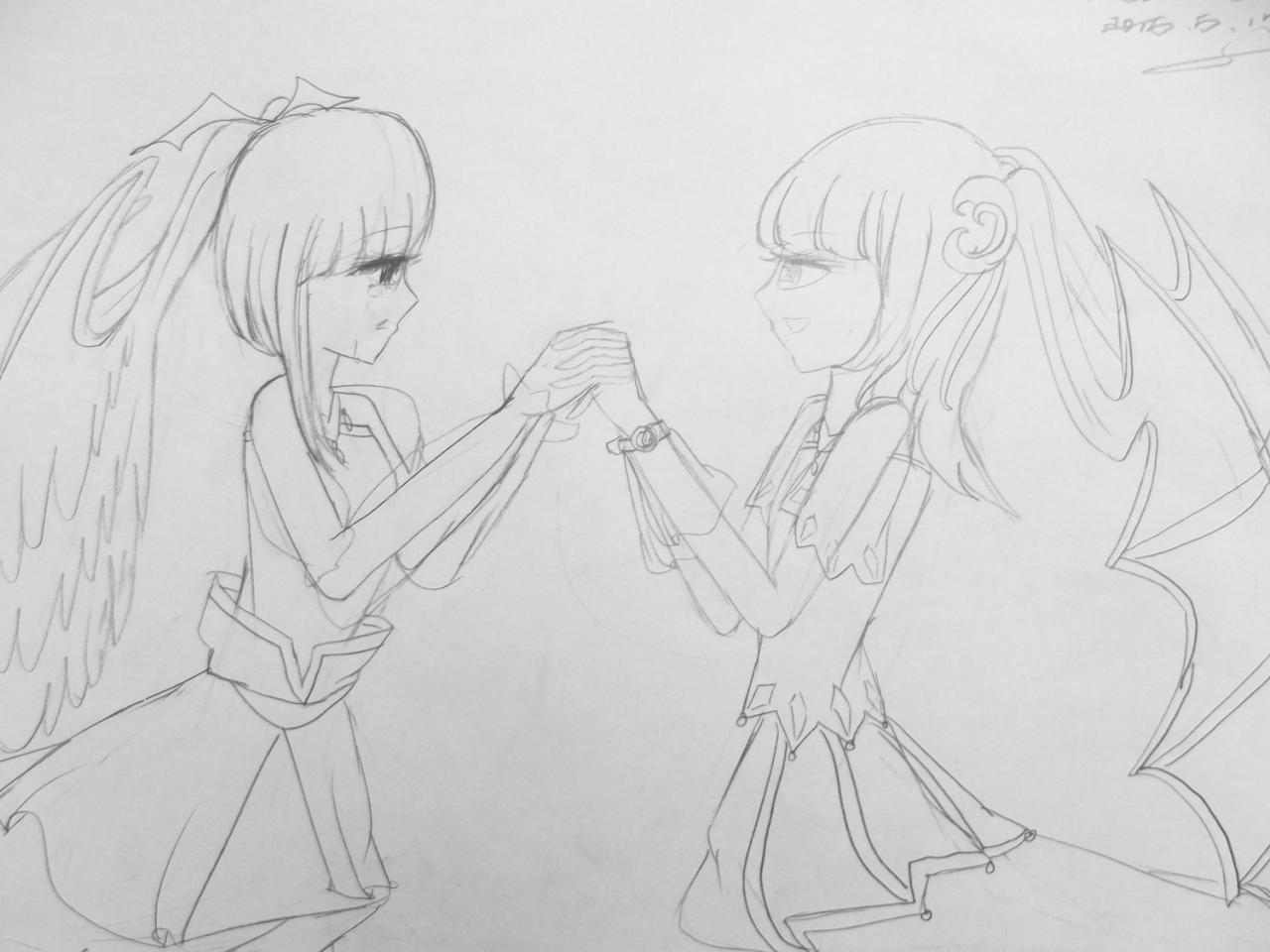 女孩 线稿 原佳仪画