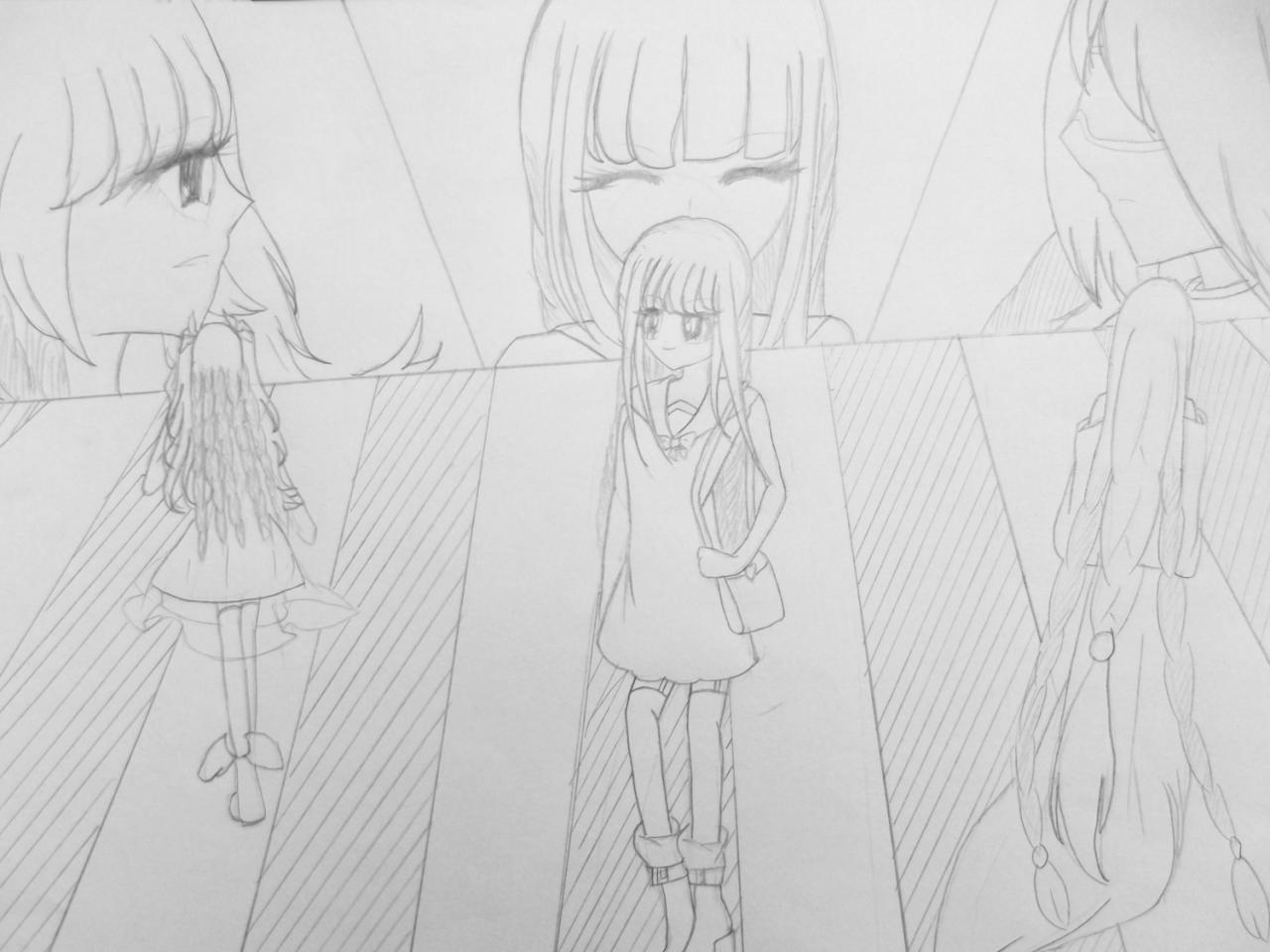 女孩 线稿 原佳仪画