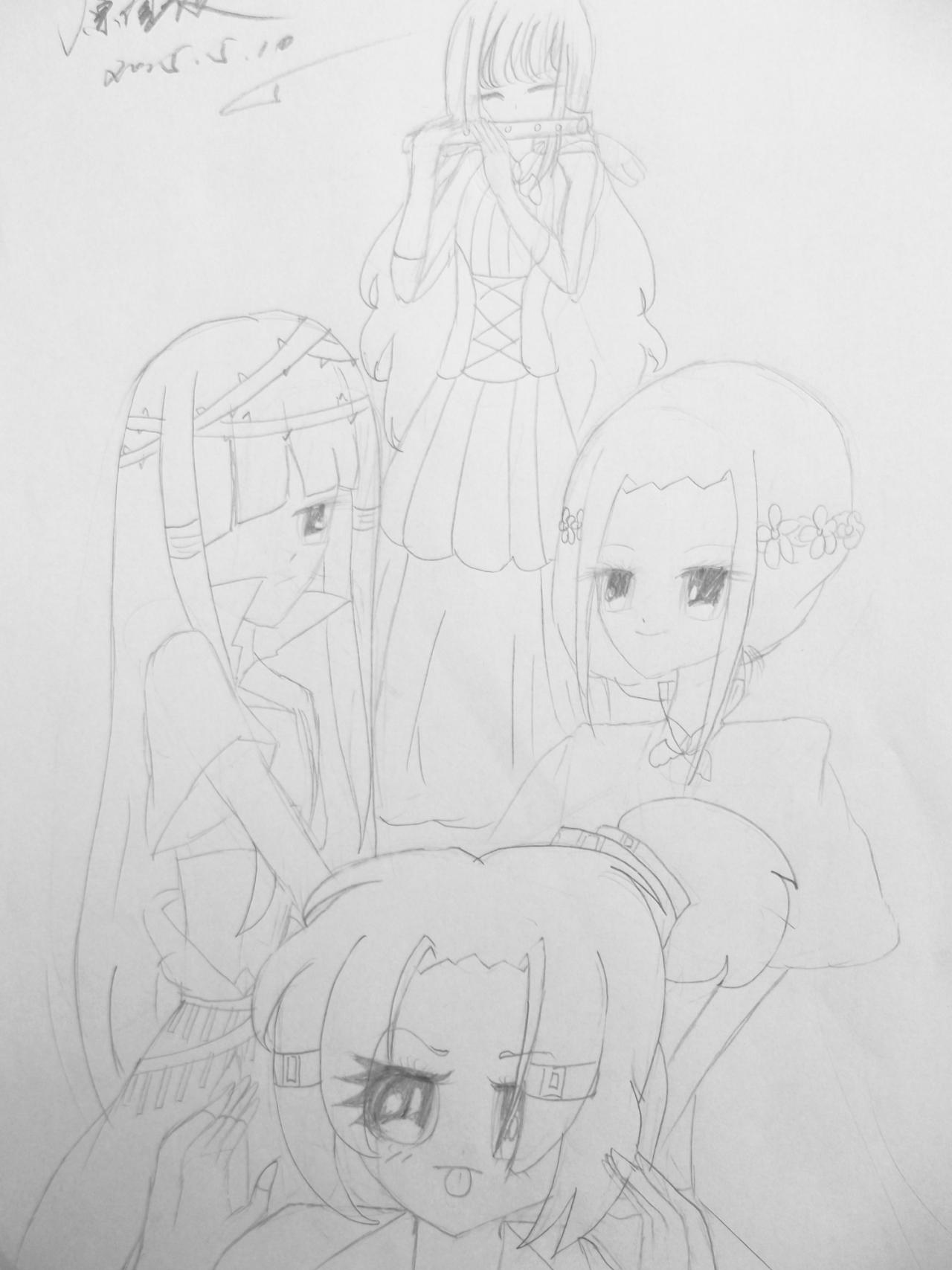 女孩 线稿 原佳仪画