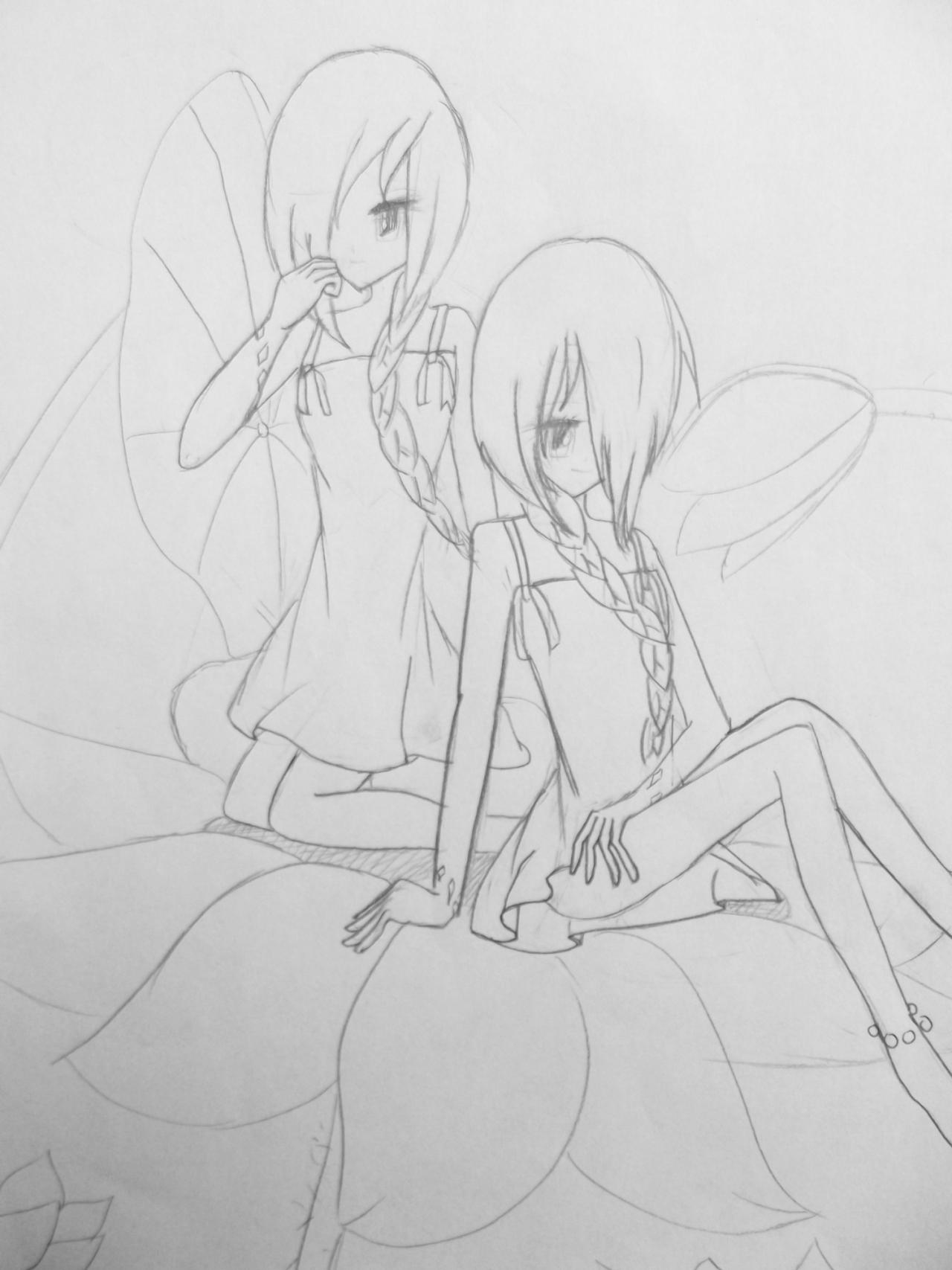 女孩 线稿 原佳仪画