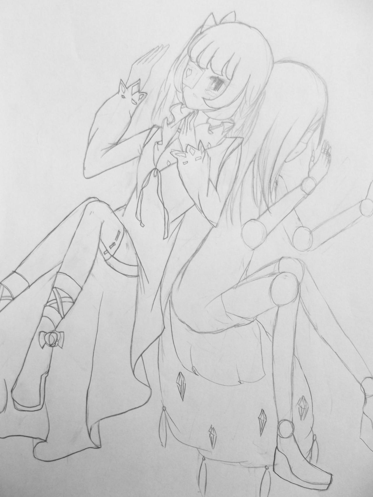 女孩 线稿 原佳仪画