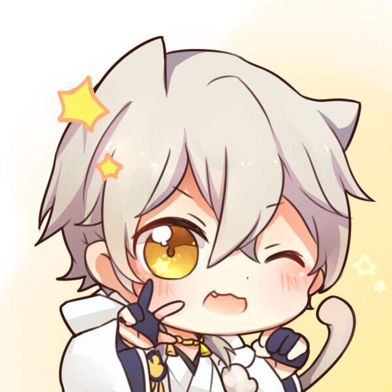 露着小虎牙、作剪刀手、眨眼卖萌的刀剑乱舞鹤丸国永头像