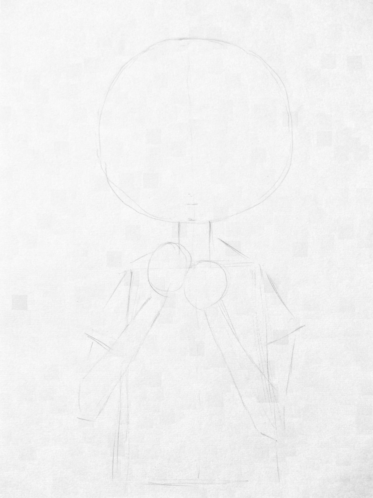 第一步，用几何形确定头部与身子的大小