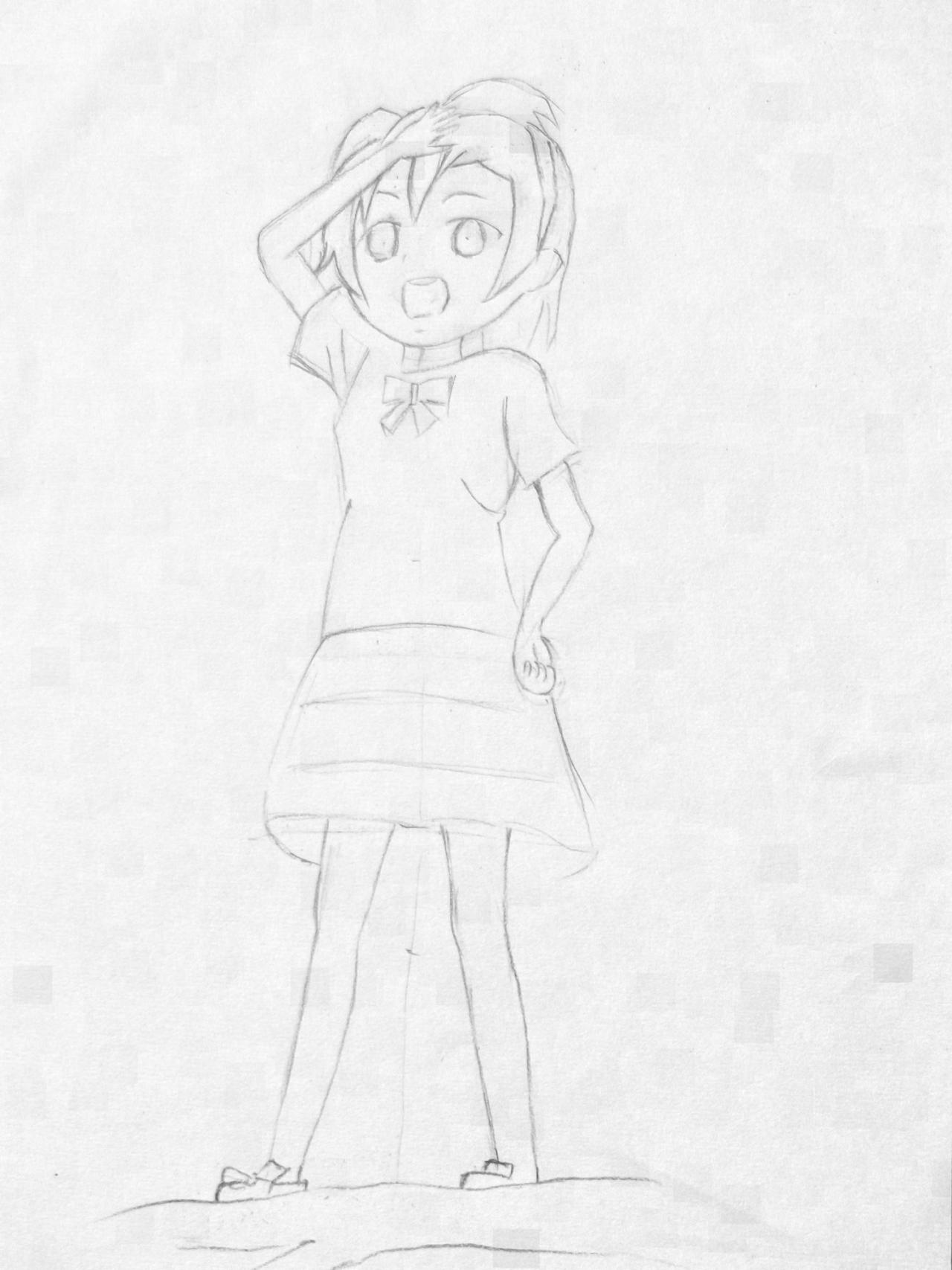 第二步，表现人物全身的比例关系