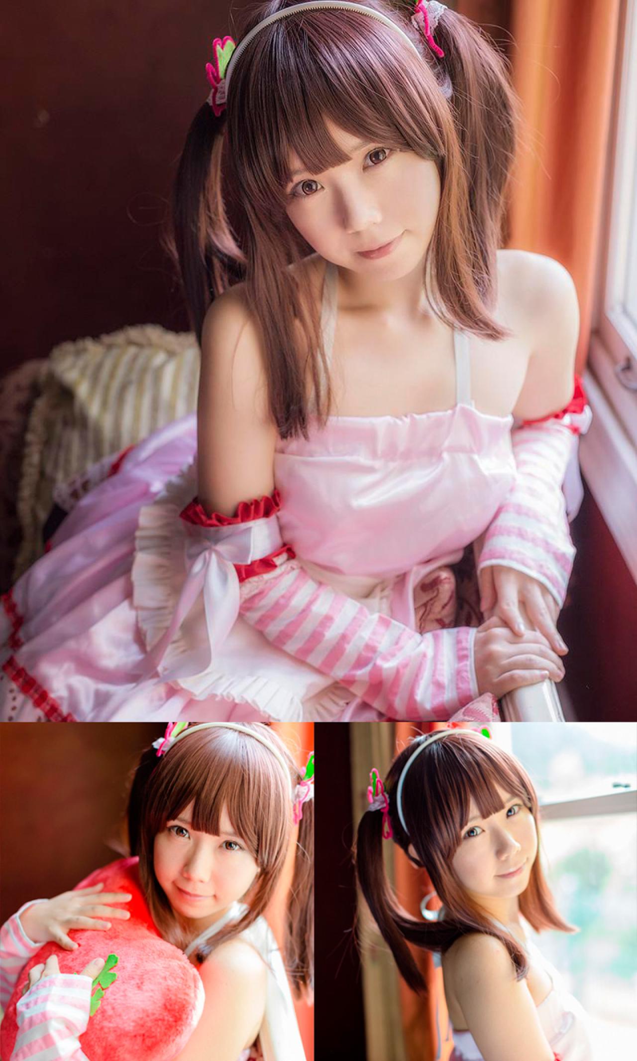 Reco扮演桃心连衣裙偶像大师灰姑娘女孩绪方智绘里 预览图 上为nuko-nuko拍摄，下为huse拍摄