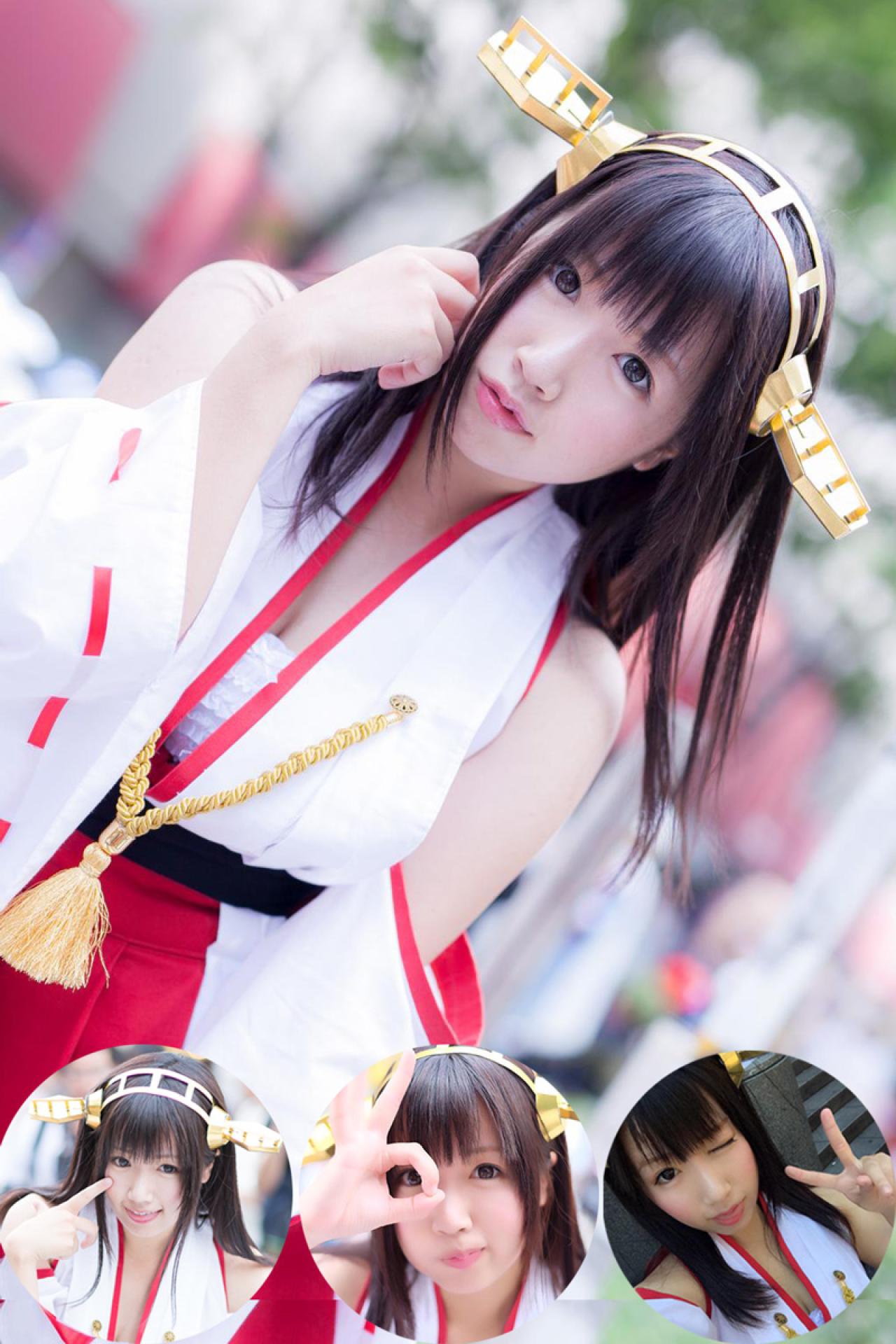 ゆとり扮演舰队Collection榛名 预览图 上为たくはち拍摄，下左为ナオミコピタ拍摄，下中为いいちゃん拍摄，下右为ゆとり自拍