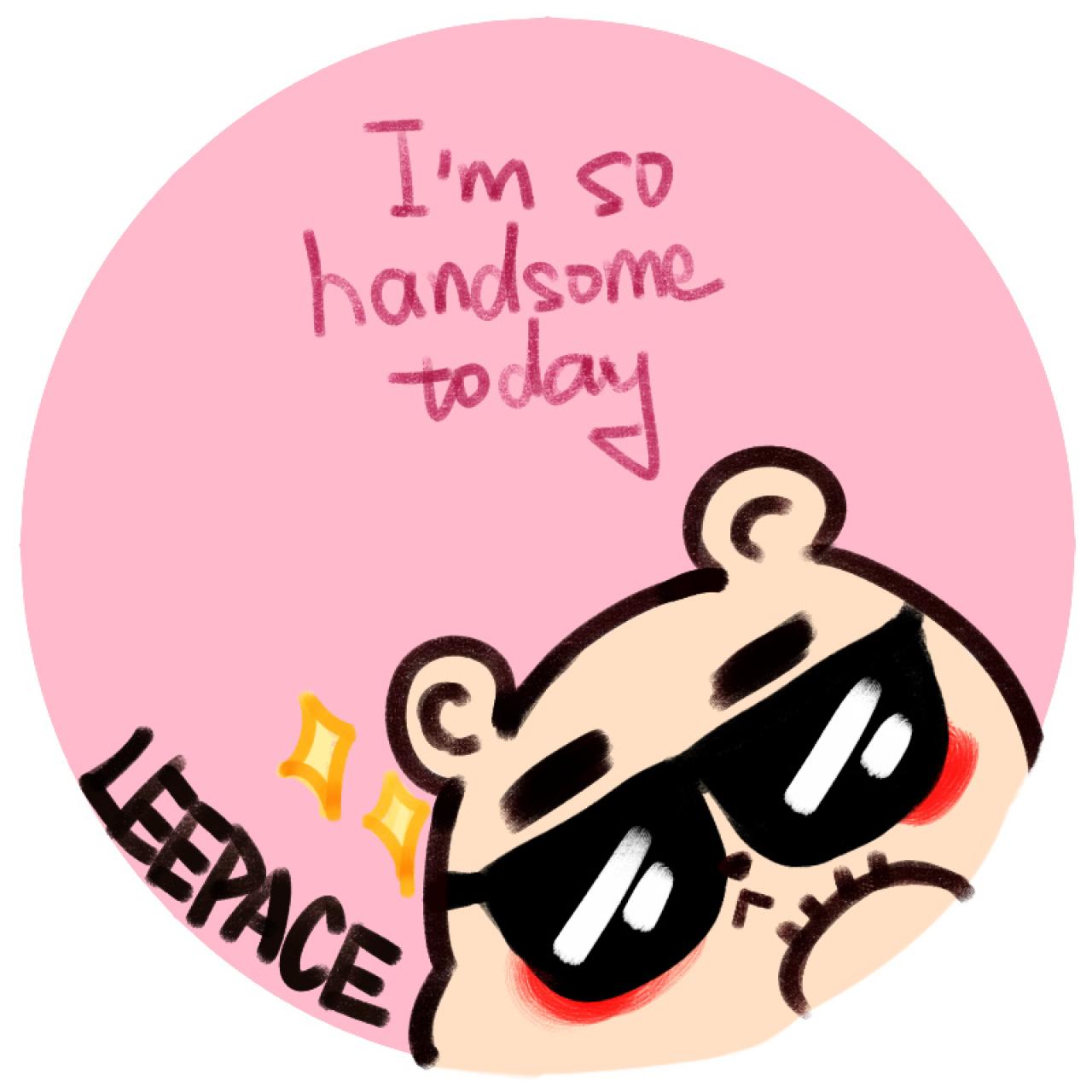 戴墨镜的李·佩斯佩佩熊圆头像：I m so handsome today 我今天真的好帅