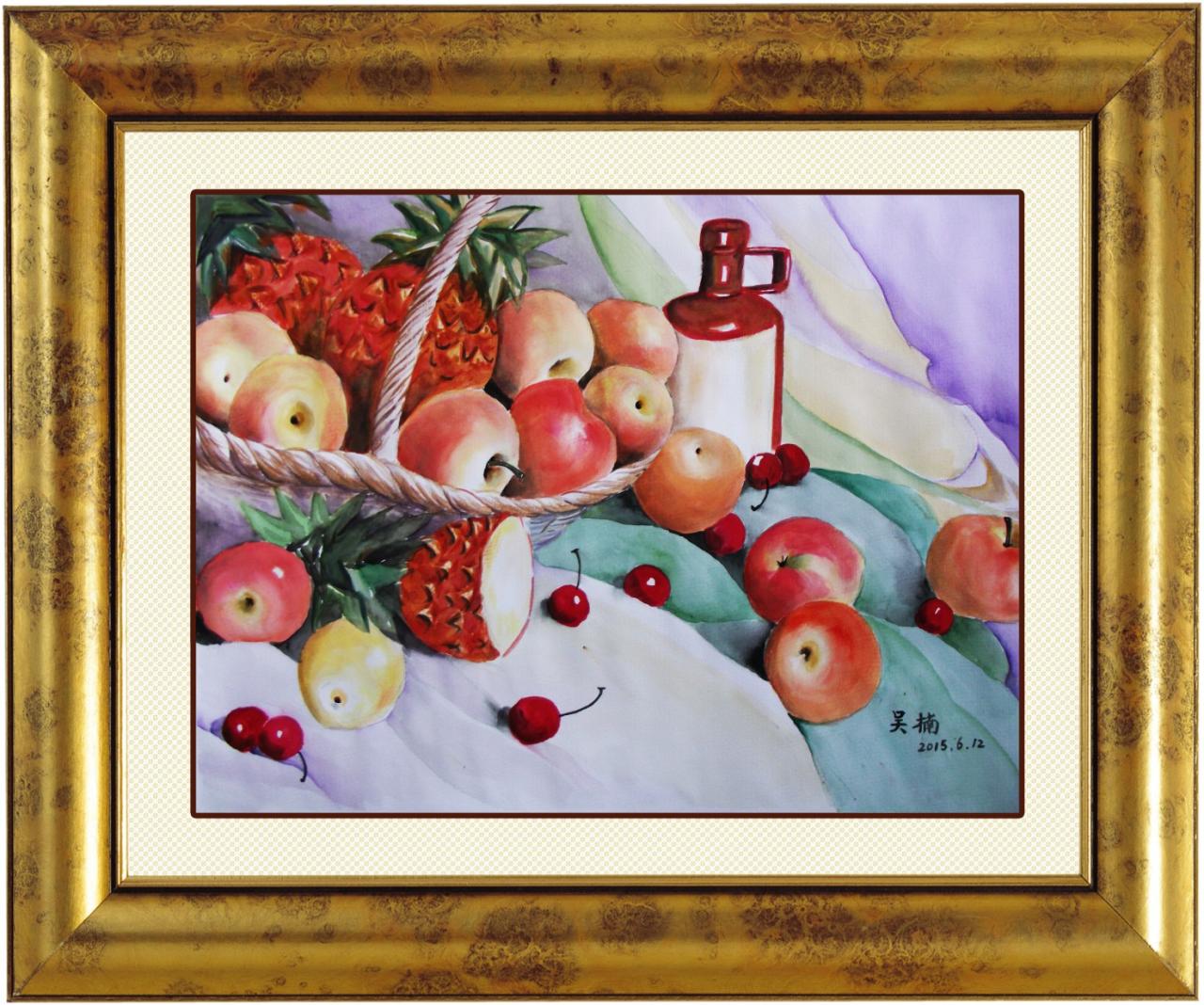 水彩静物画 带画框 吴老师画
