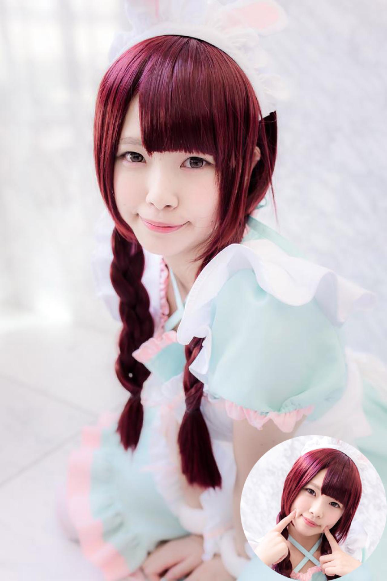 雨宮小铃粉蓝兔耳朵女仆装摆拍 预览图