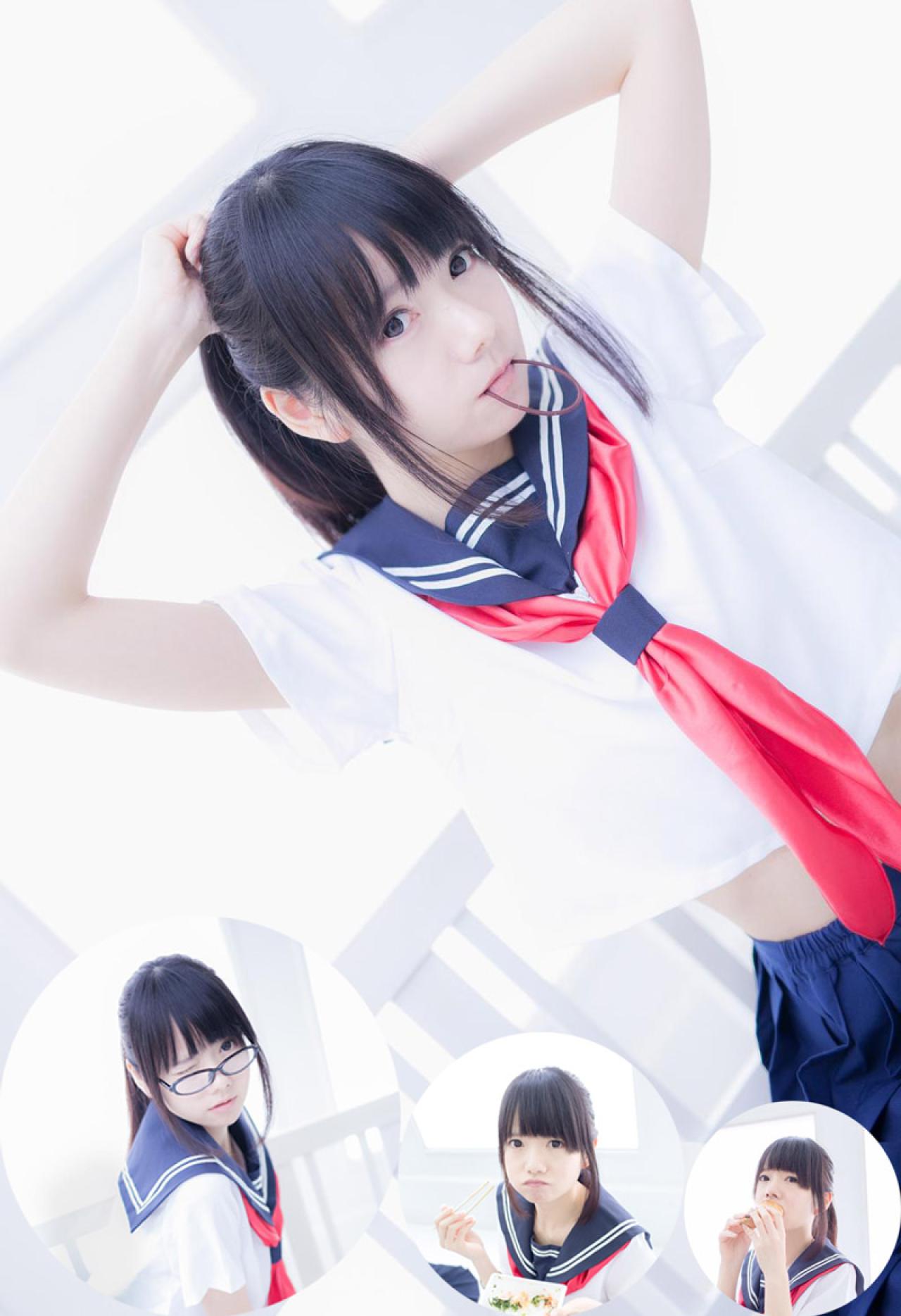 あっきん单马尾蓝白水手服摆拍 预览图 上、下左为たくはち拍摄 下中、下右为ごいごい拍摄