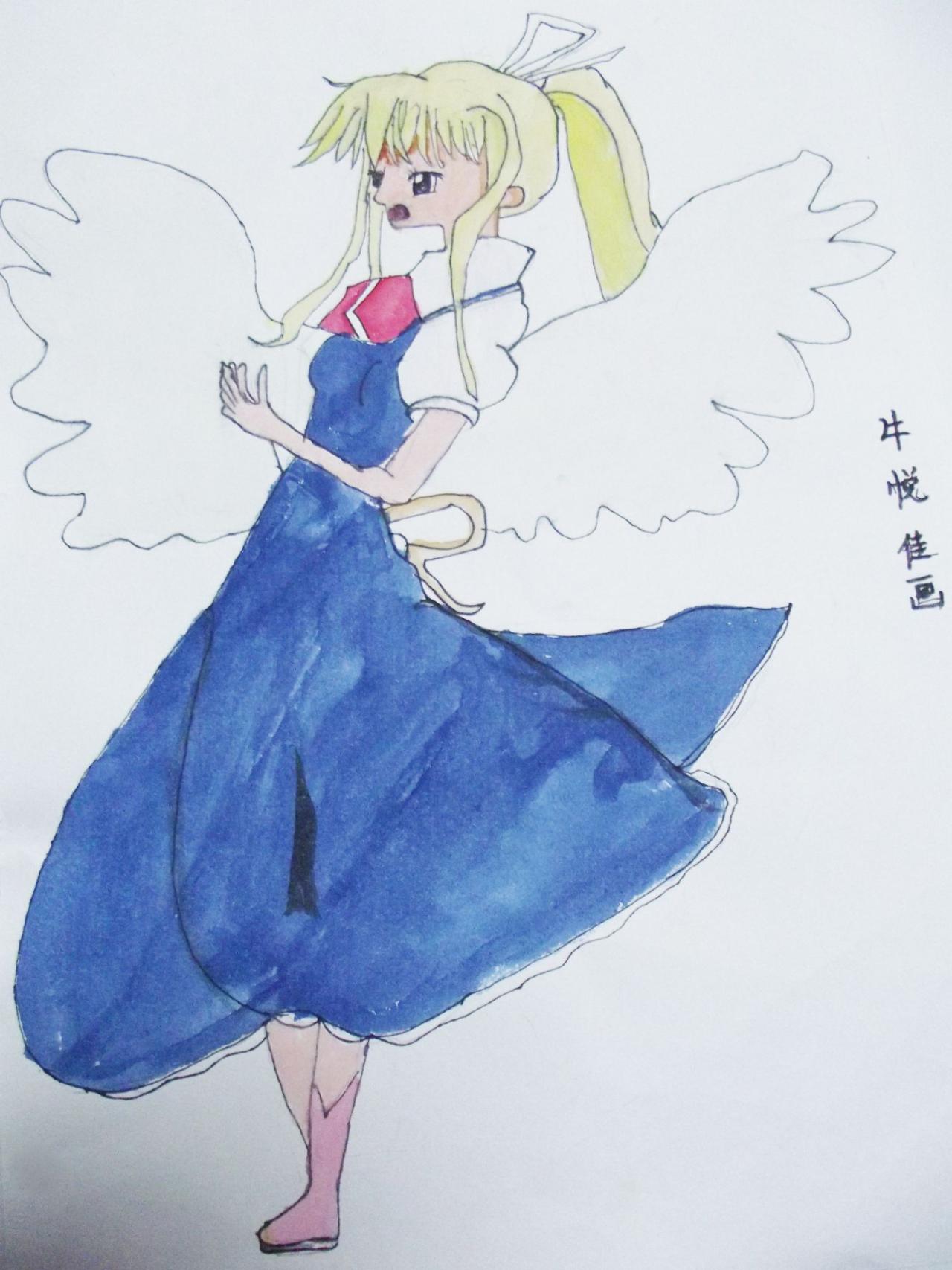 长着翅膀的女孩 牛悦佳画