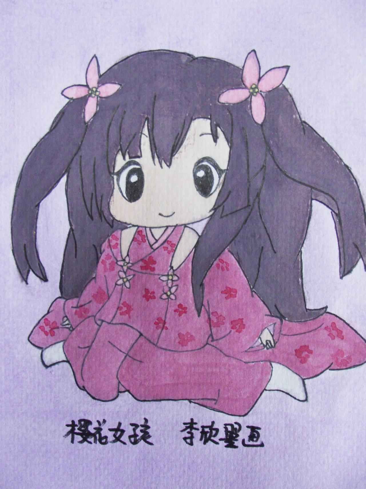 樱花女孩 李欣翼画