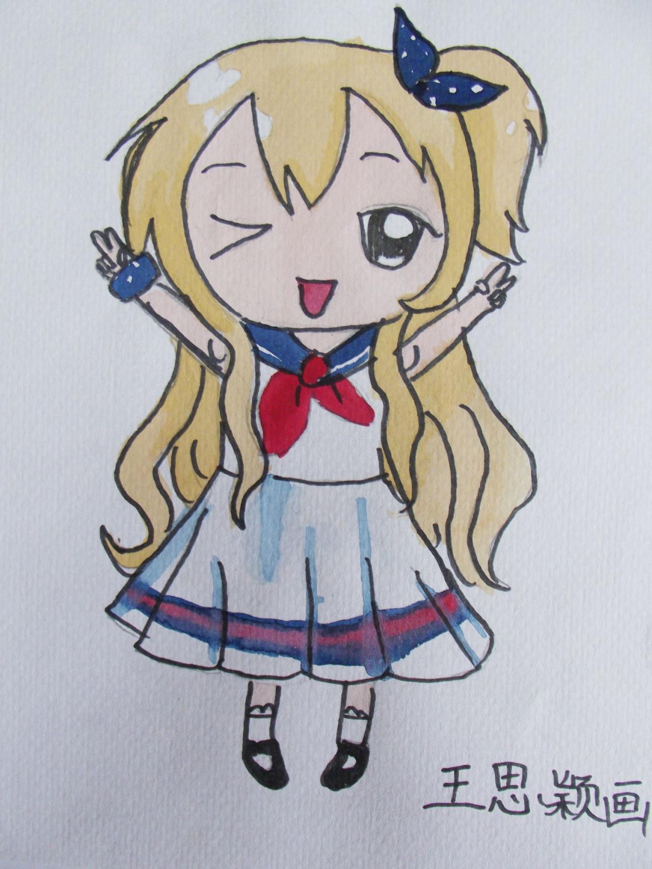 Q版眨眼睛的女孩 王思颖画