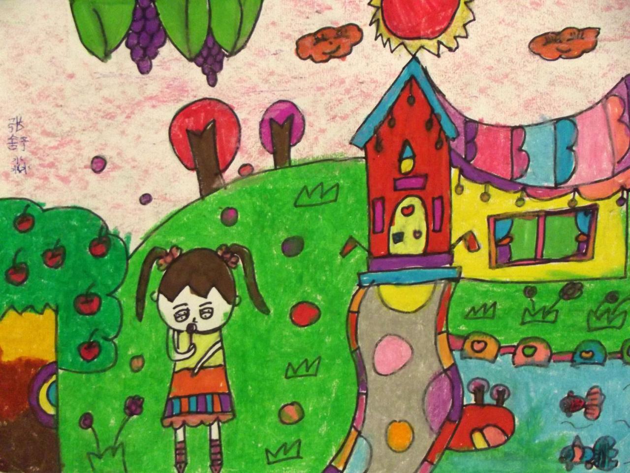 吃棒棒糖的小女孩 张舒淼画