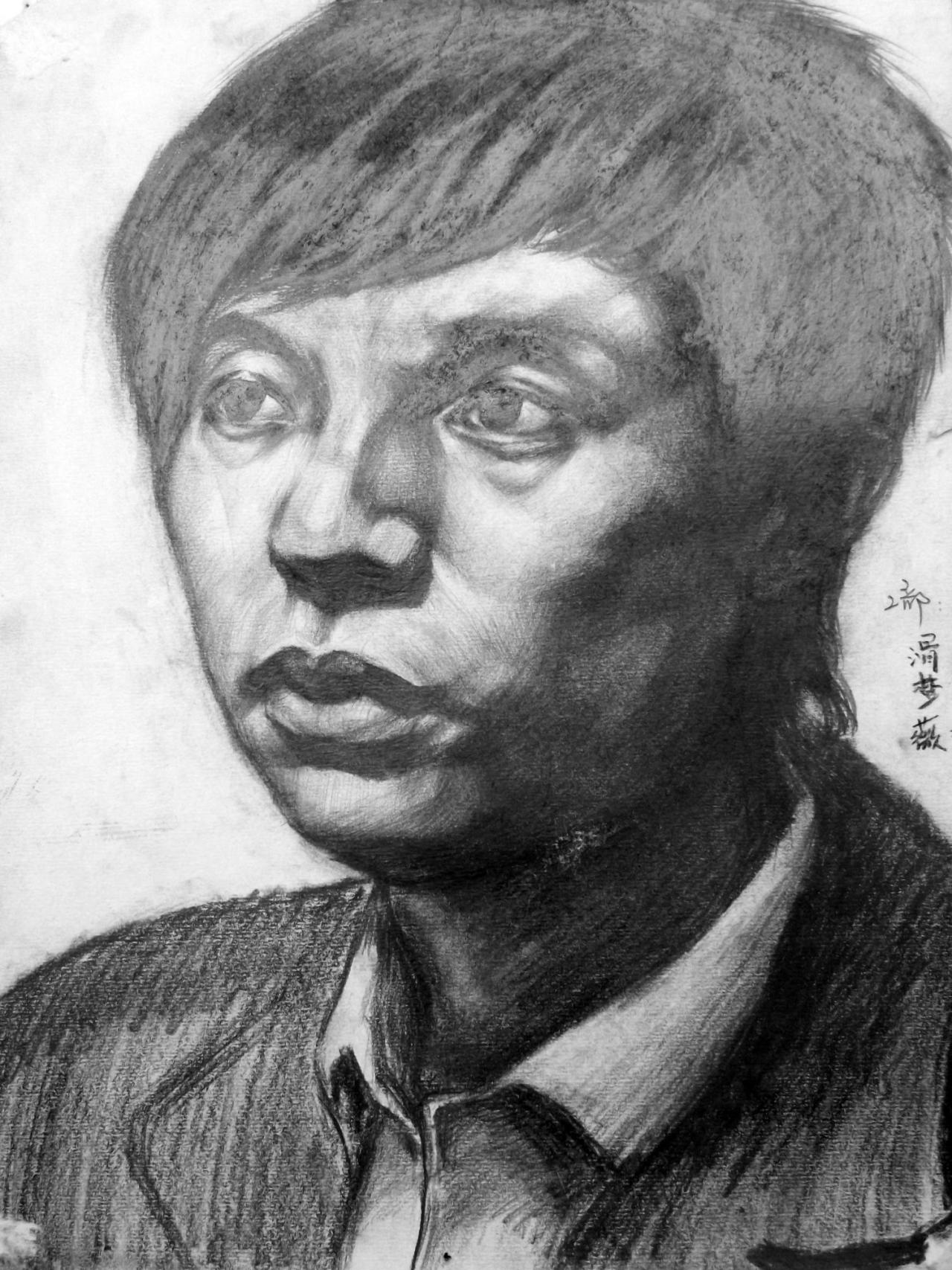 中年男孩 人物素描 滑梦薇画