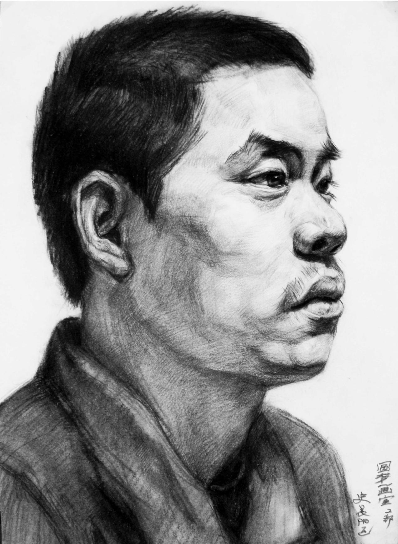 中年男子 人物素描  史晨阳画