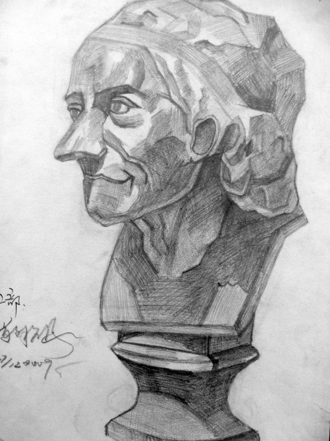 伏尔泰 石膏头像