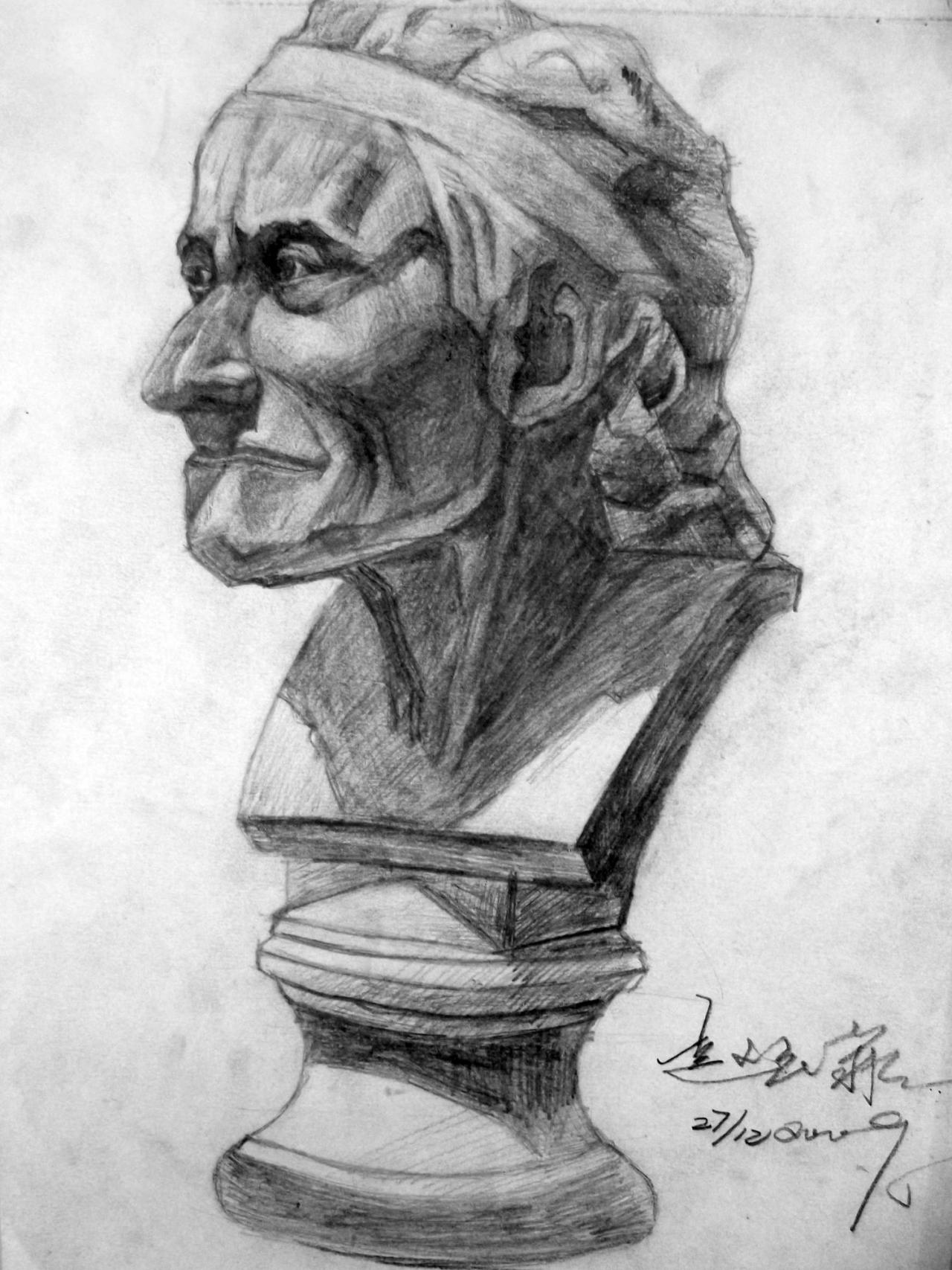 伏尔泰 石膏头像