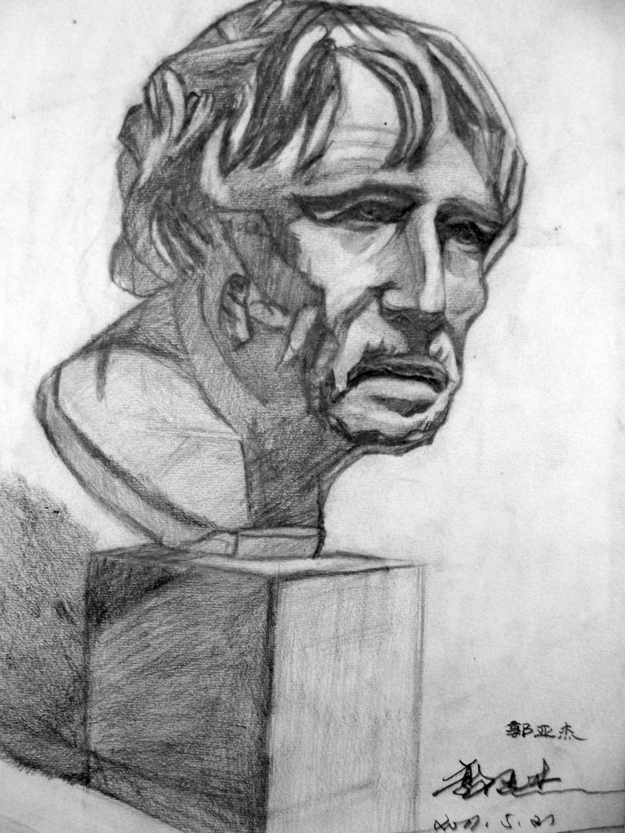 塞内卡阿里斯多芬 海盗 石膏头像 郭亚杰画