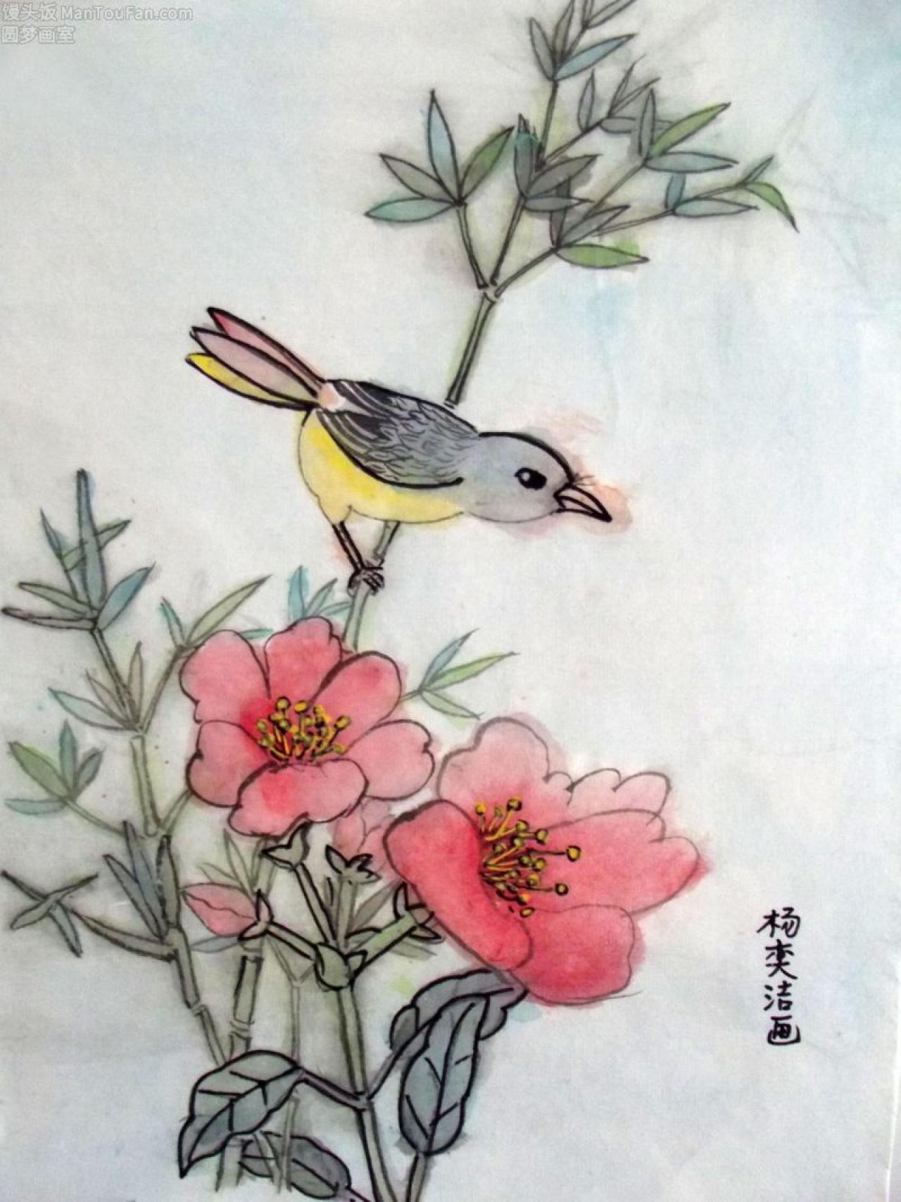 鸟 工笔花鸟 杨奕洁画