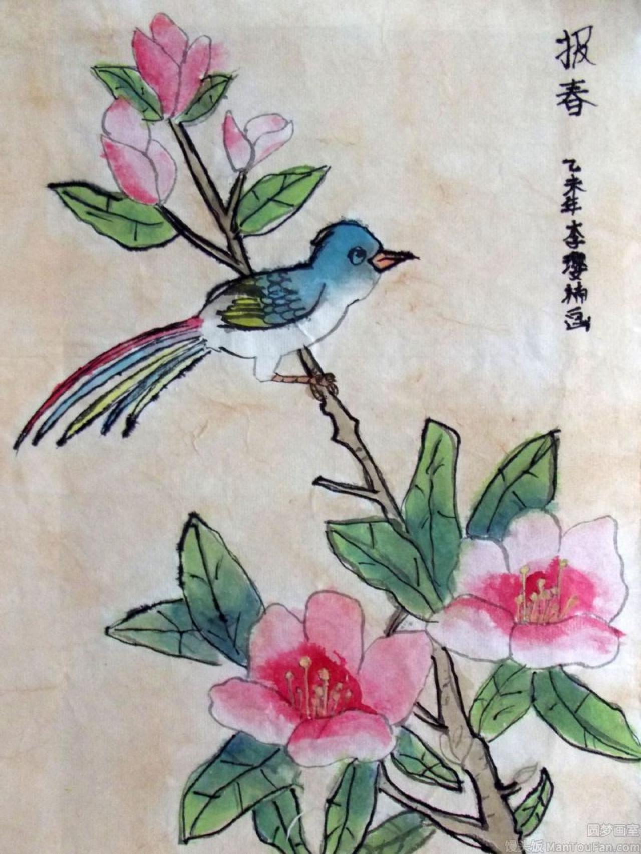 报春 工笔花鸟 李缨楠画