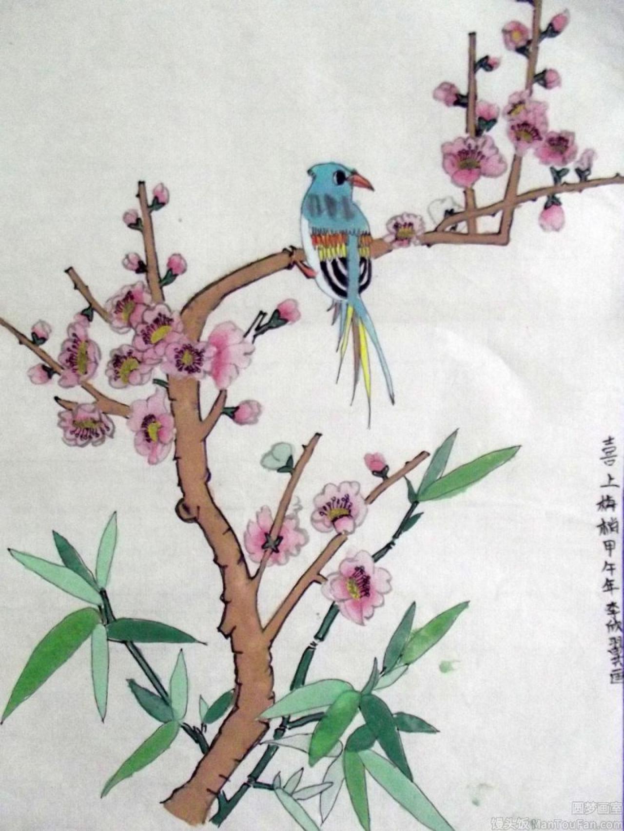 喜上眉梢 工笔花鸟 李欣翼画