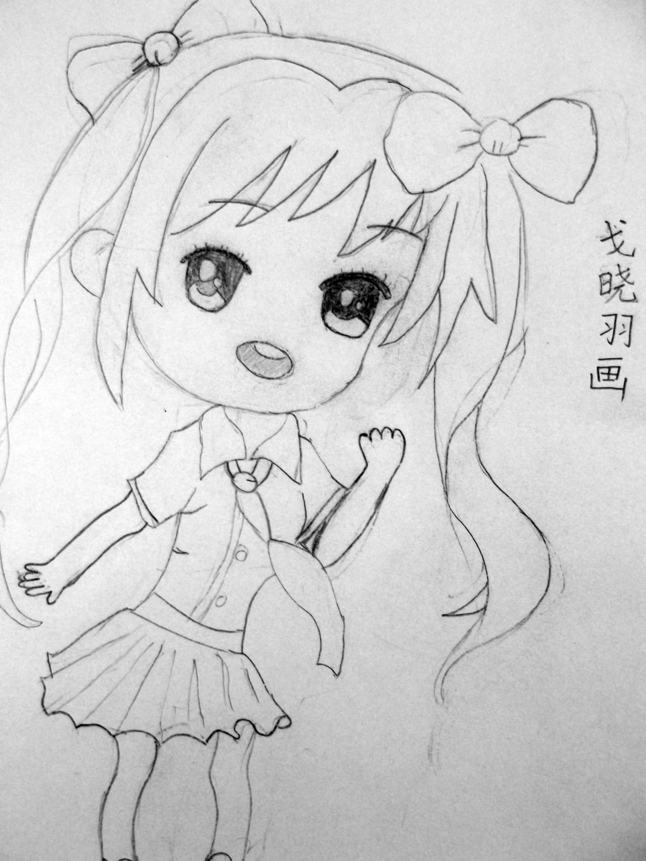 小女孩 Q版动漫人物线稿 戈晓羽画