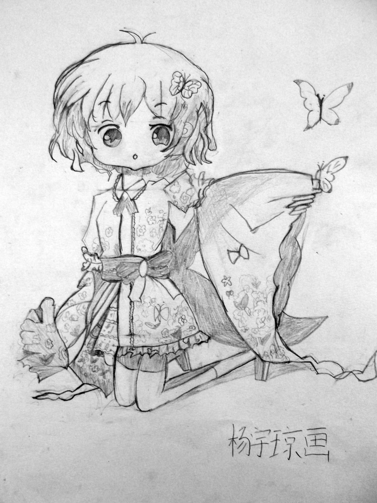 东方Project 西行寺幽幽子 Q版动漫人物线稿 杨宇琼画