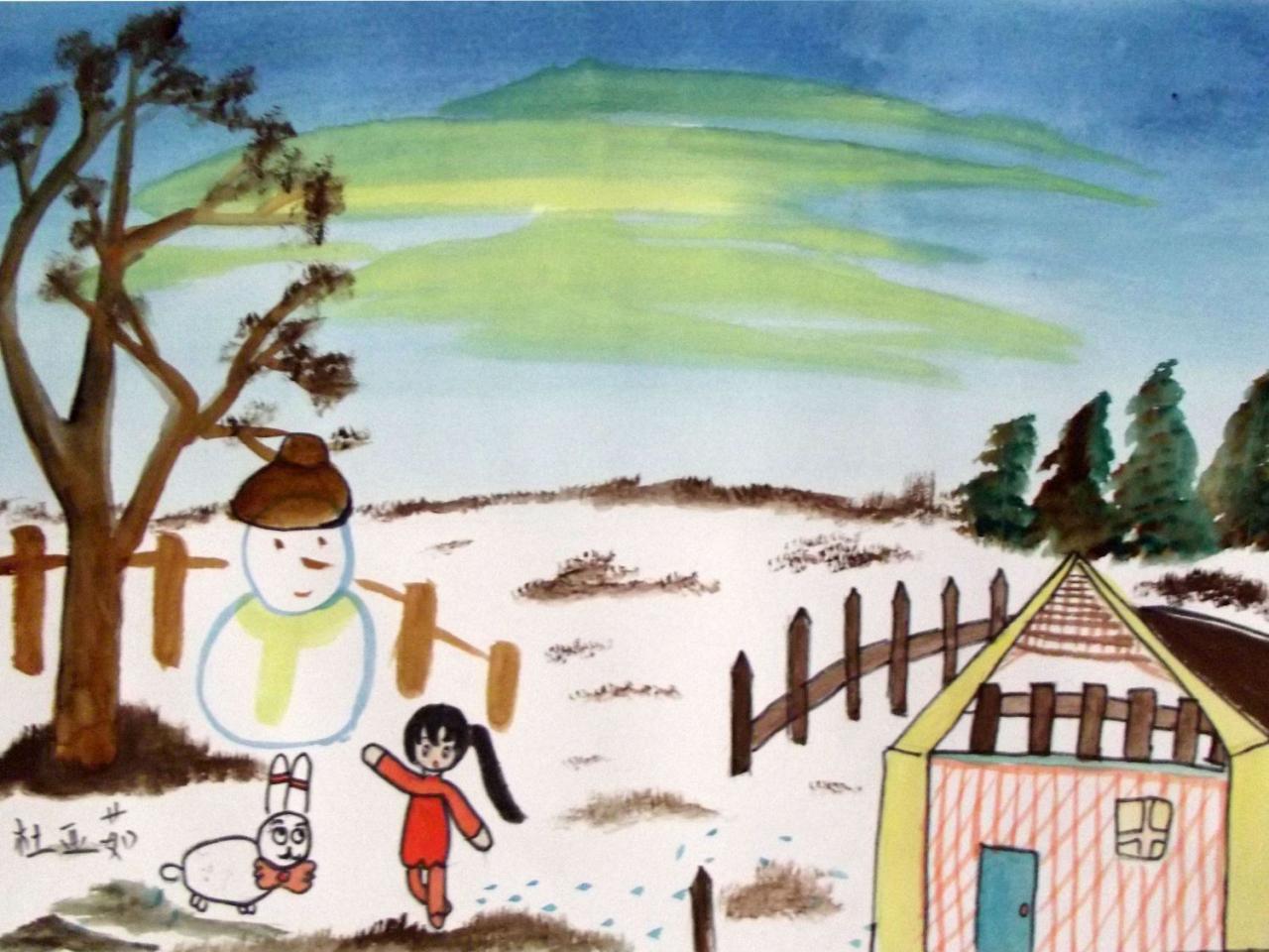 雪景 水彩风景 杜亚茹画