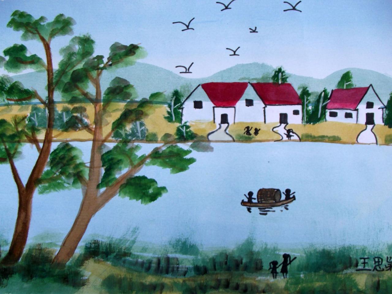 房屋小河 王思颖画