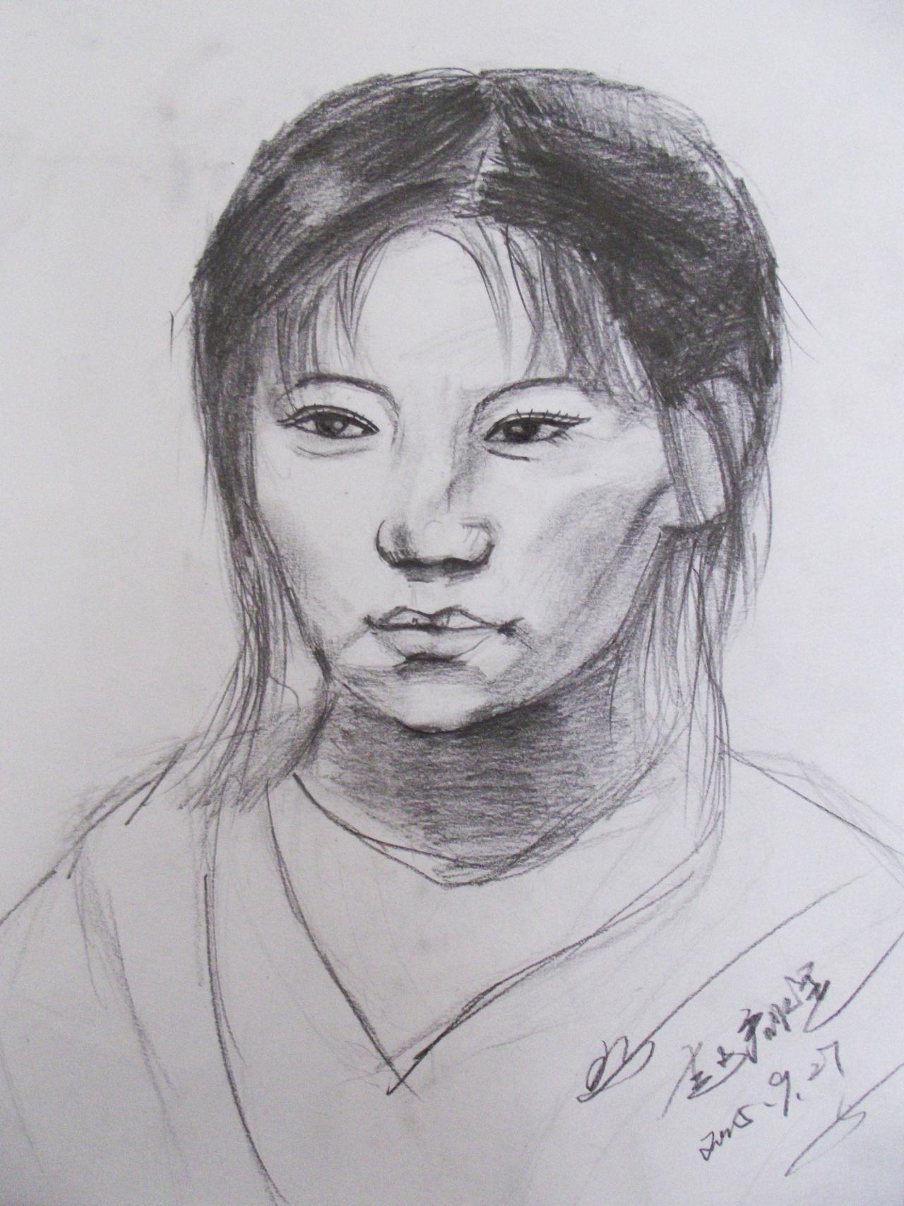 人物素描 青年女性 赵启煜画