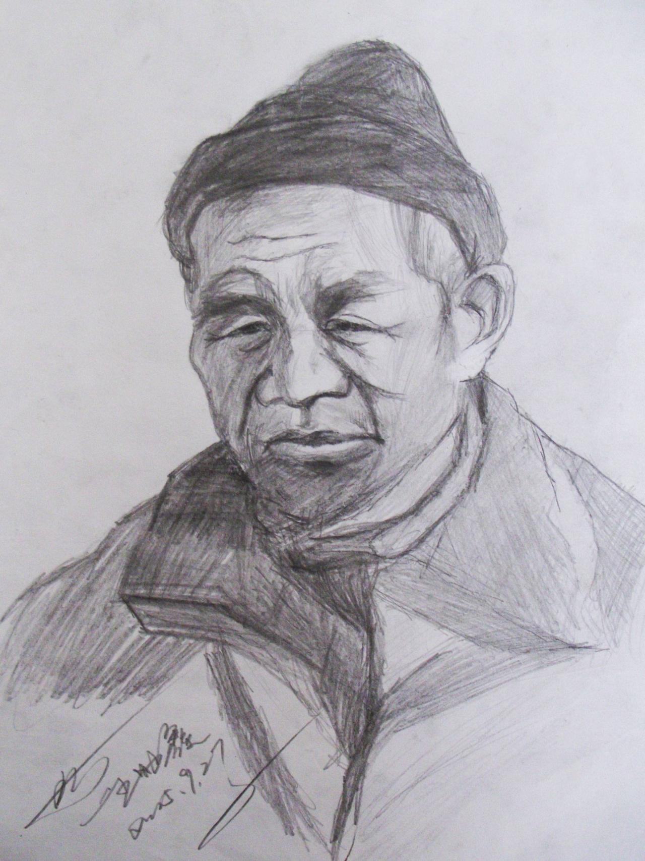 人物素描 老年男性 王帅鑫画