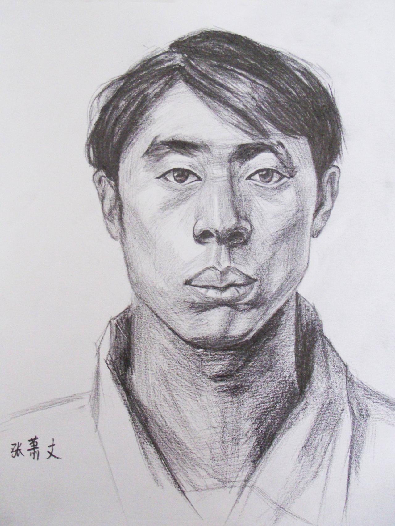 人物素描 青年男性 张萧文画