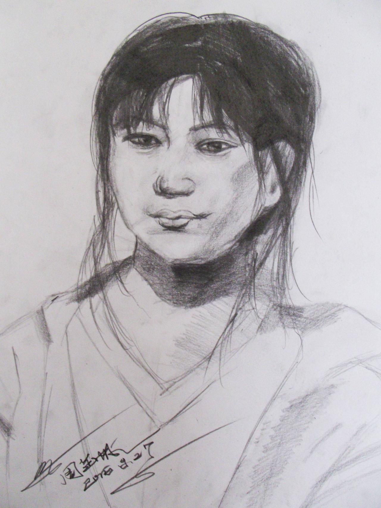 人物素描 青年女性 周芷帆画