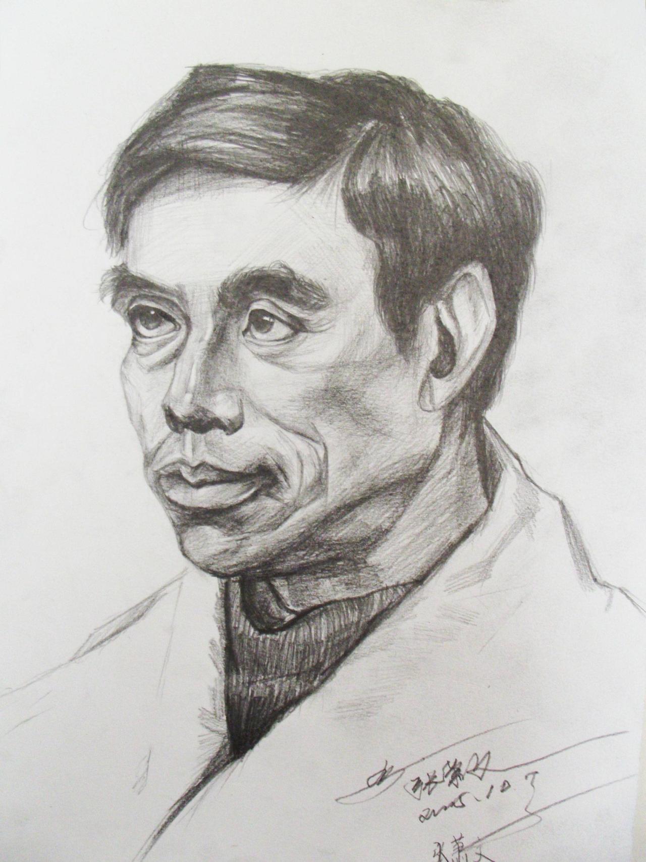 人物素描 中年男性 张萧文画