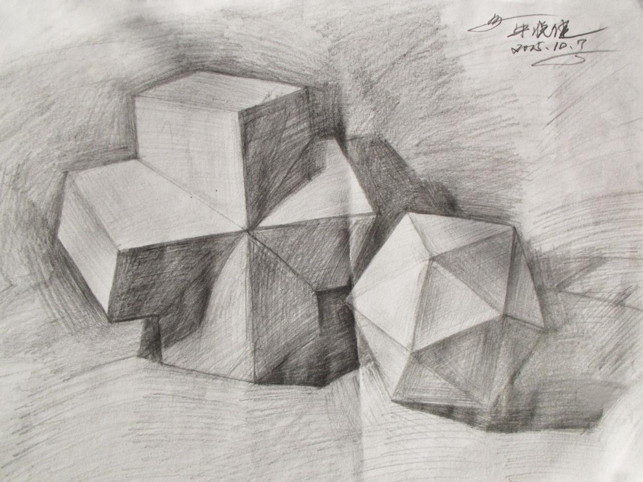 棱柱组合体和多面体 牛悦佳画