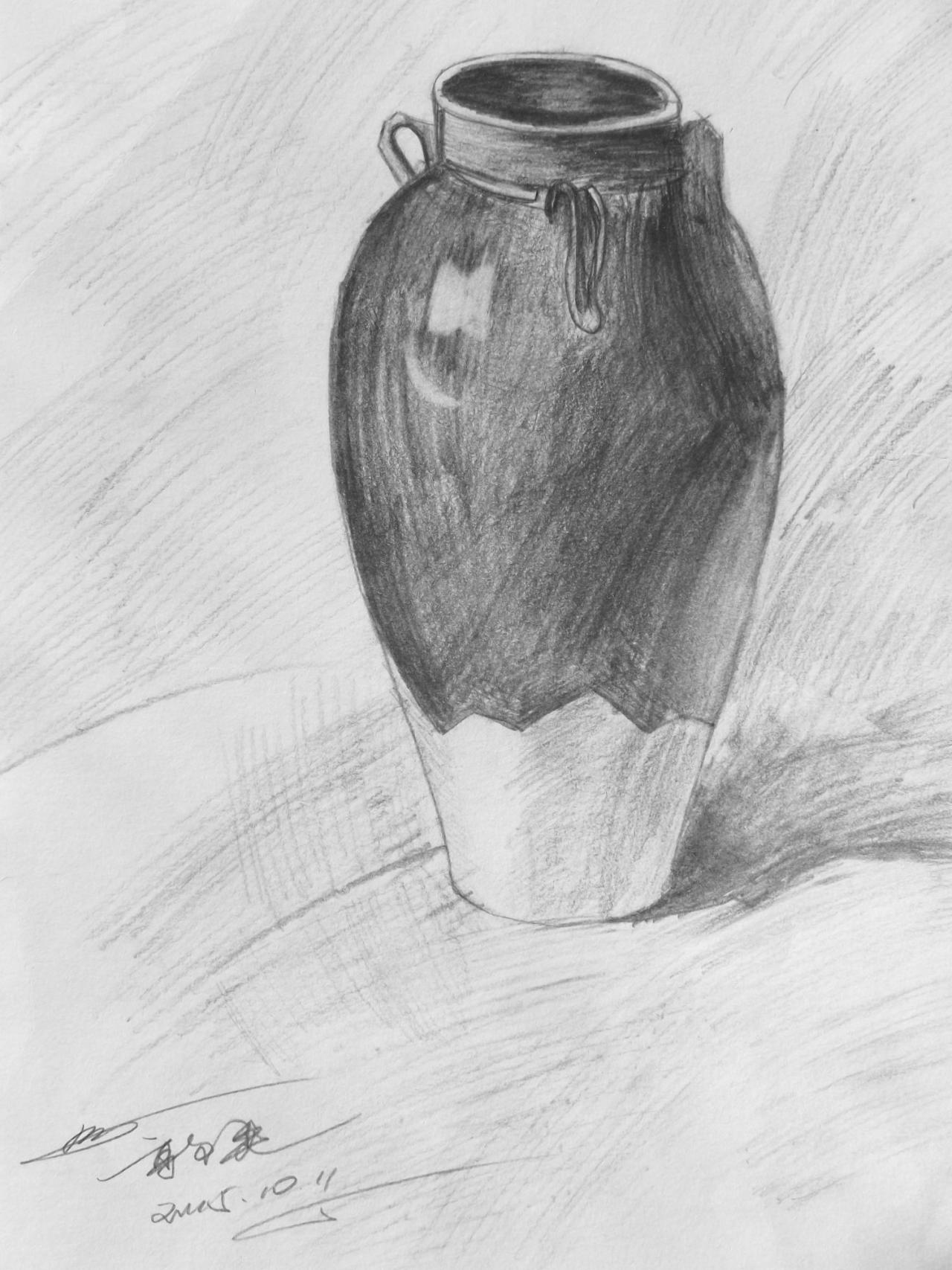 陶罐 静物素描 郭奕画