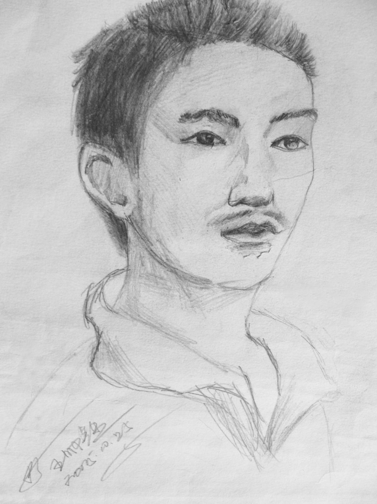 青年男子头像 素描 王帅鑫画