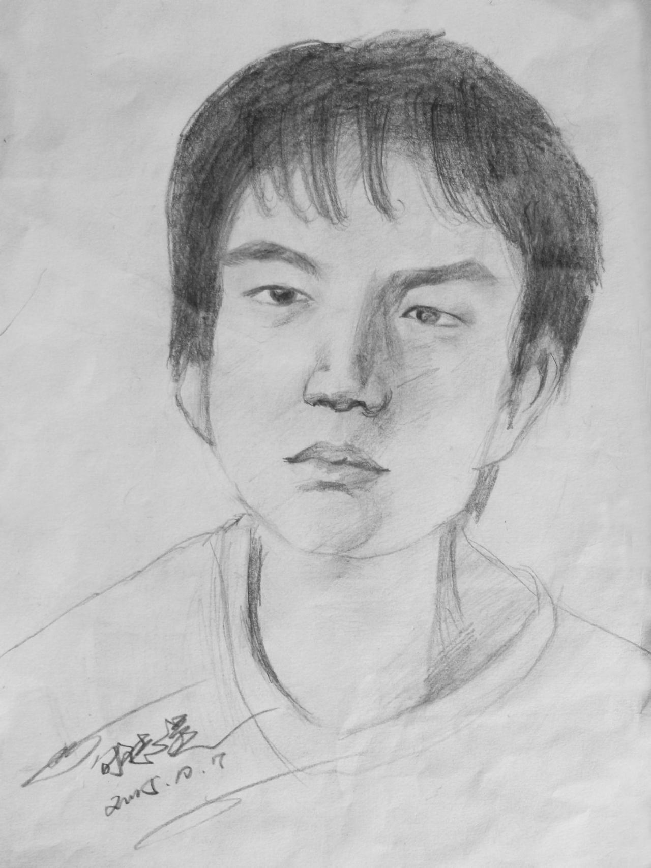 青年男子头像 素描 郇志昊画