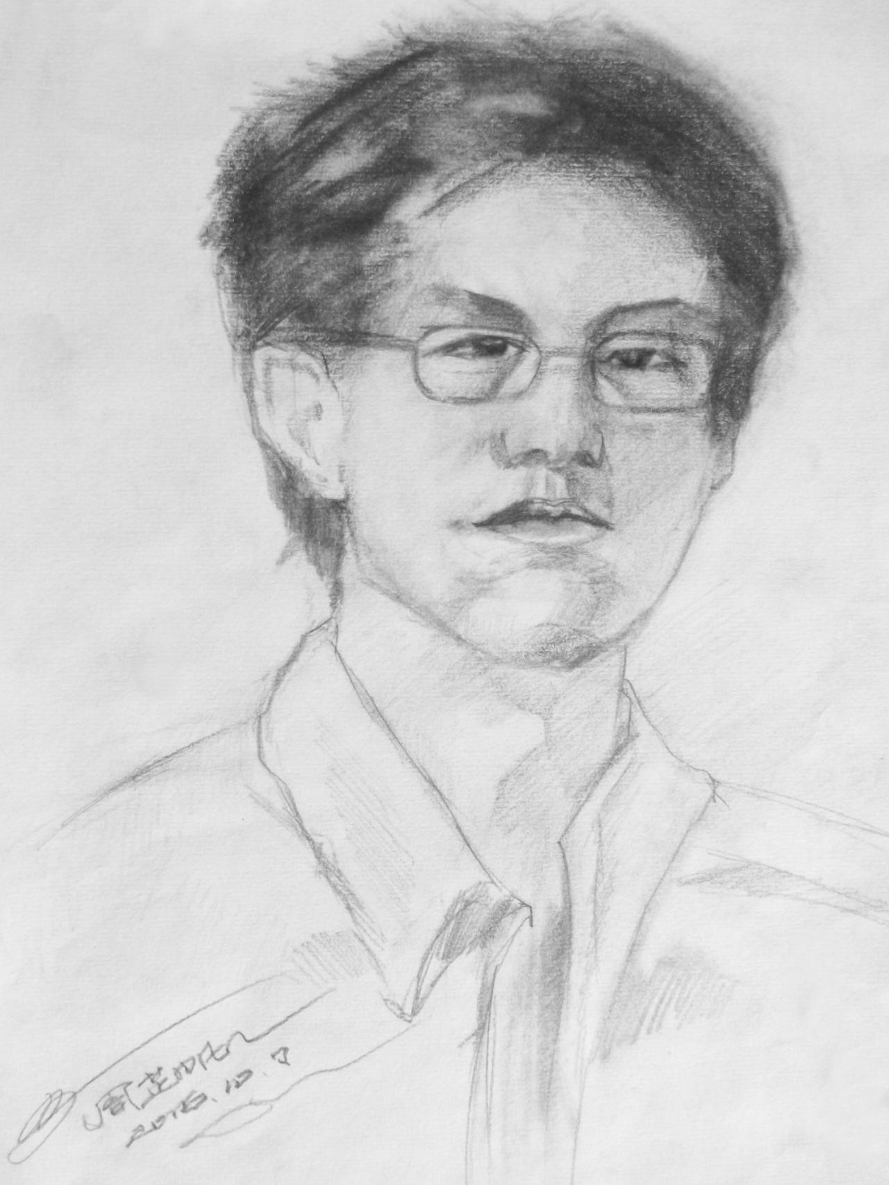 戴眼镜的青年男孩 周芷帆画